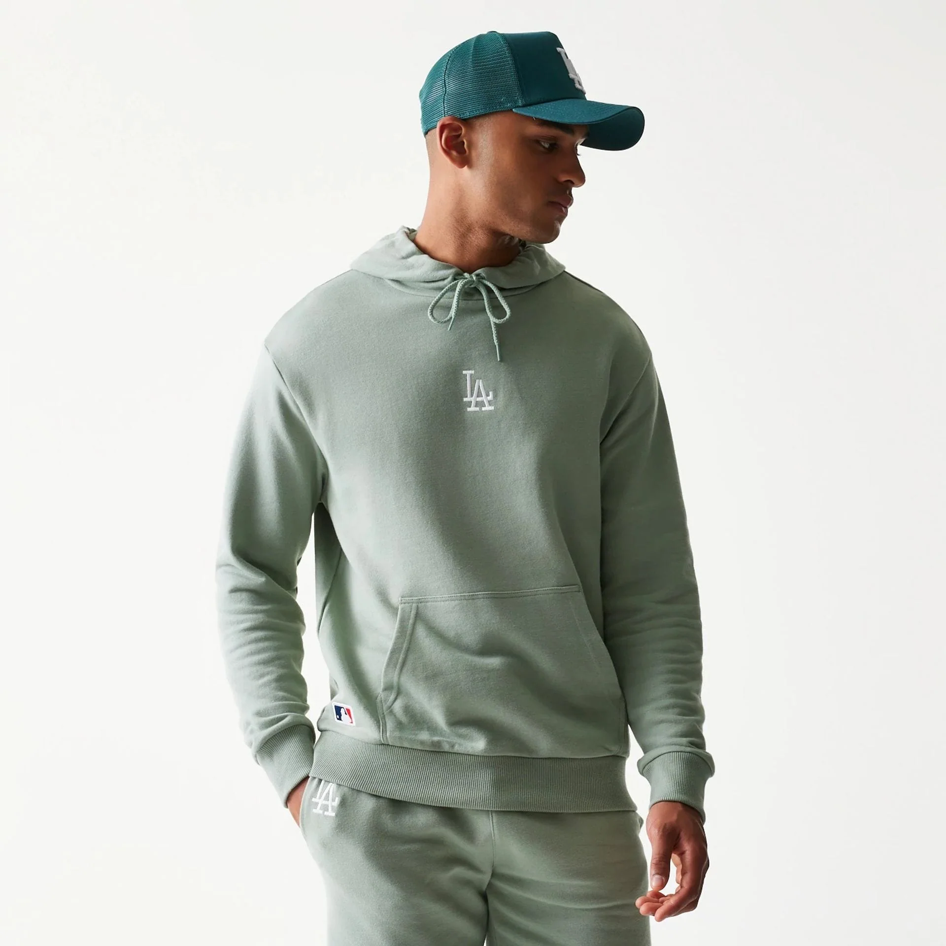 LA Dodgers MLB Midi Pastel Green Oversized Pullover Hoodie