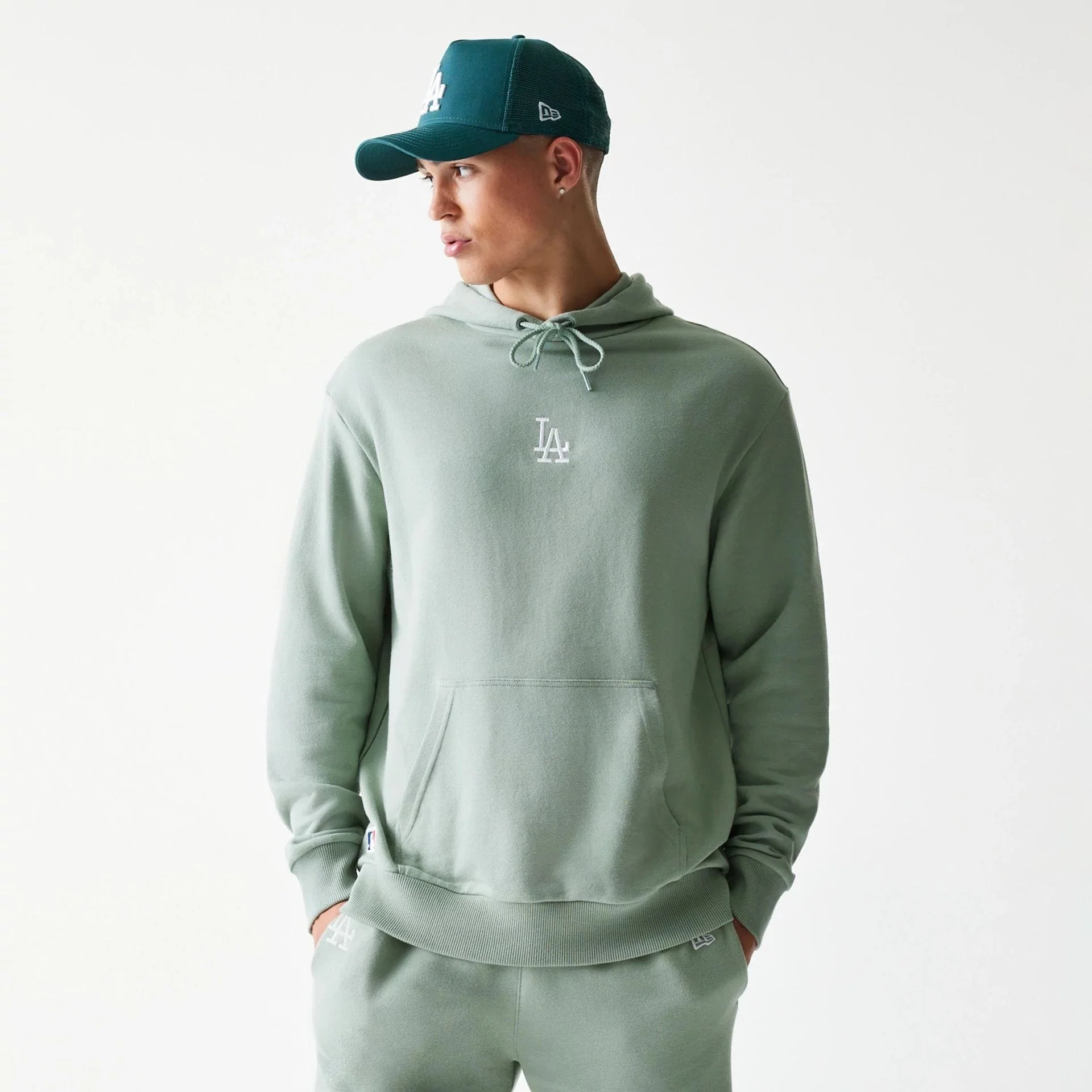 LA Dodgers MLB Midi Pastel Green Oversized Pullover Hoodie