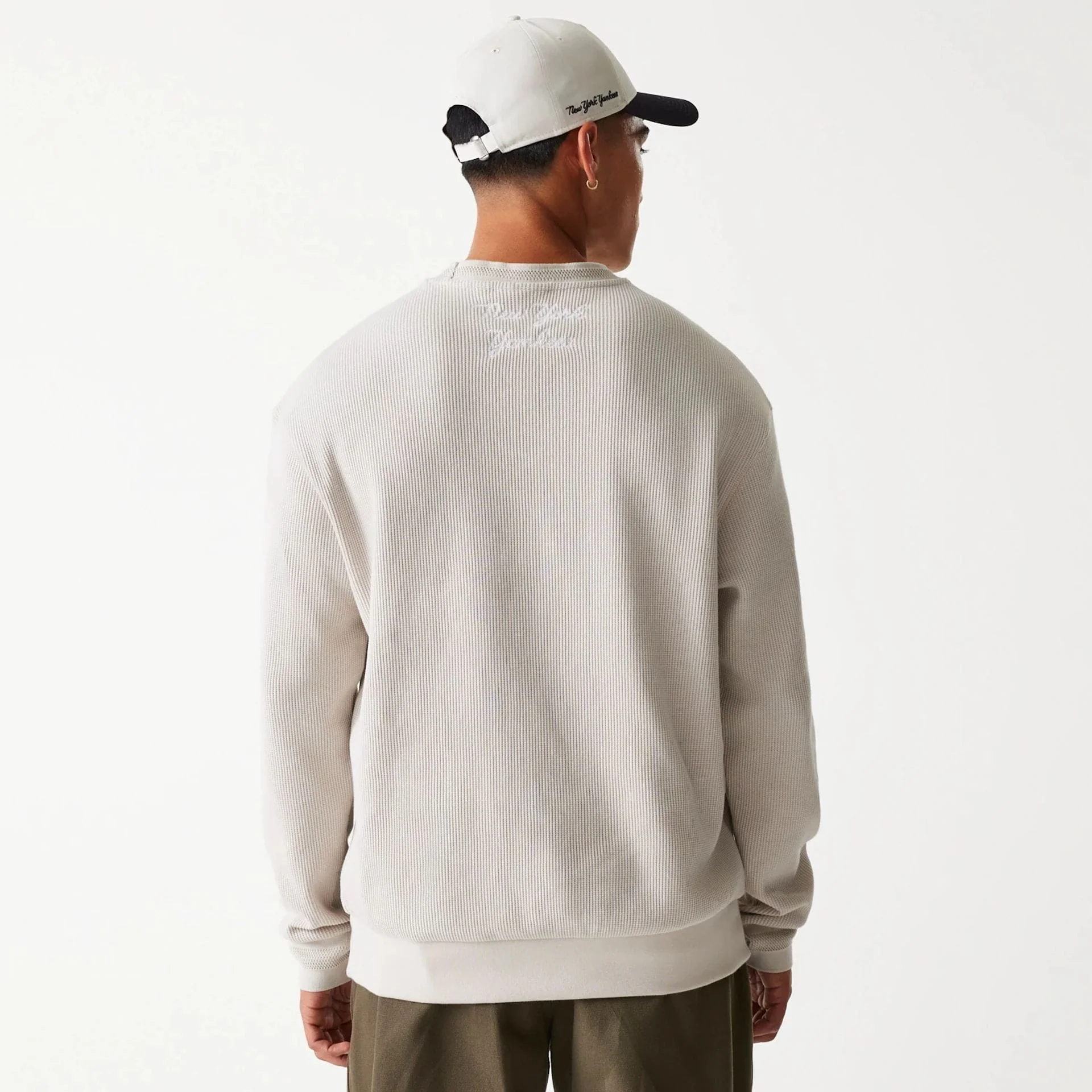 New York Yankees MLB Waffle Cream Oversized Crew Neck Sweater