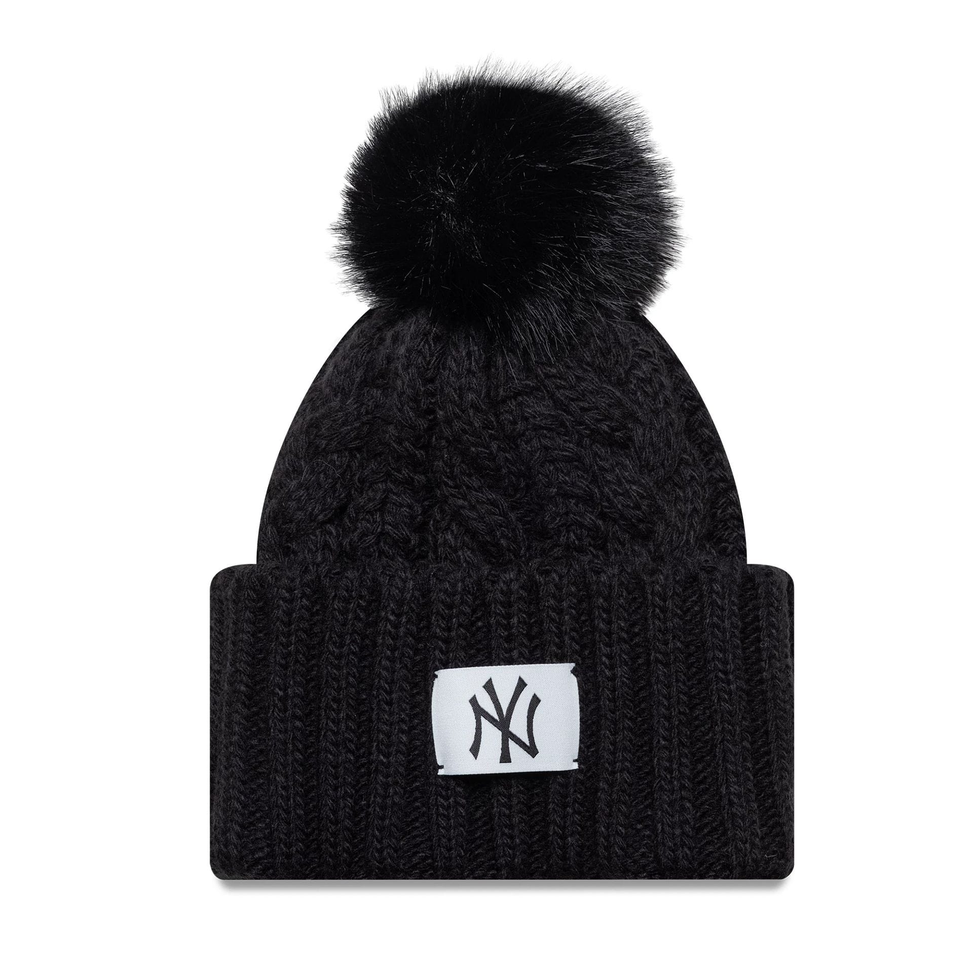 11030-new-york-yankees-mlb-black-cable-knit-beanie-hat-1.jpg New York Yankees MLB Black Cable Knit Beanie Hat