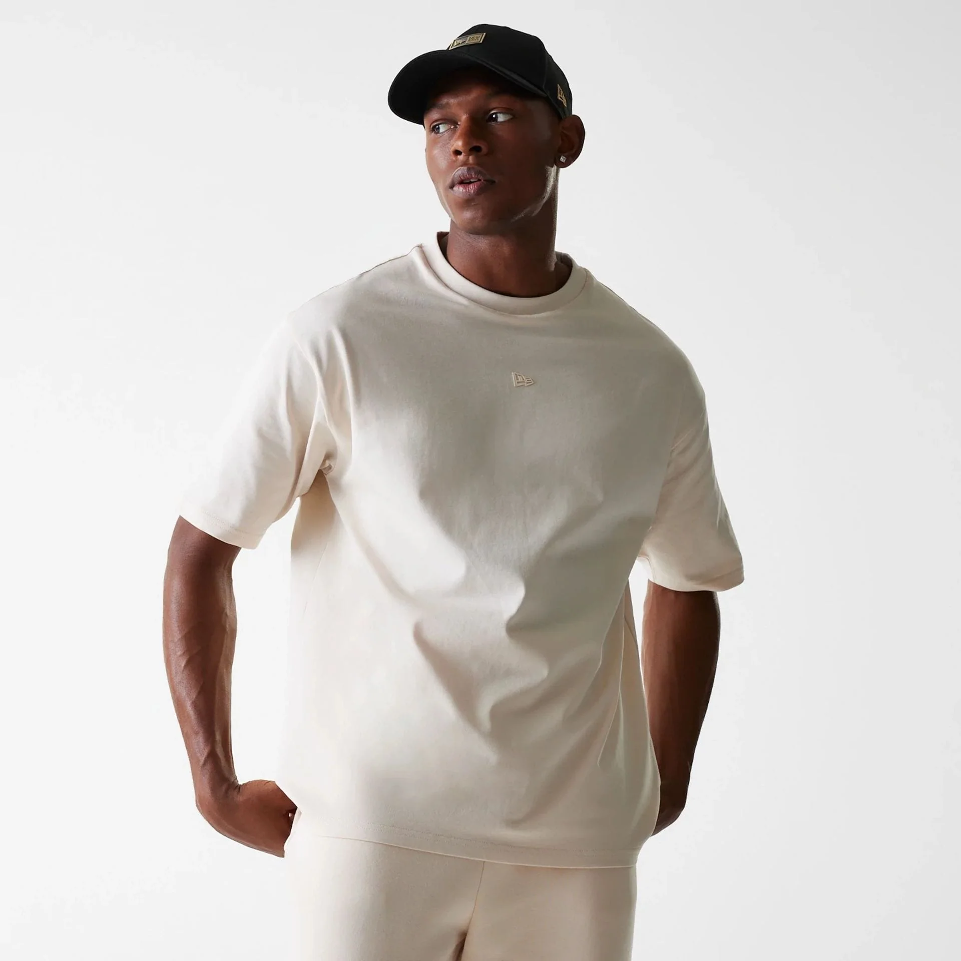 New Era Tech Light Beige Oversized T-Shirt