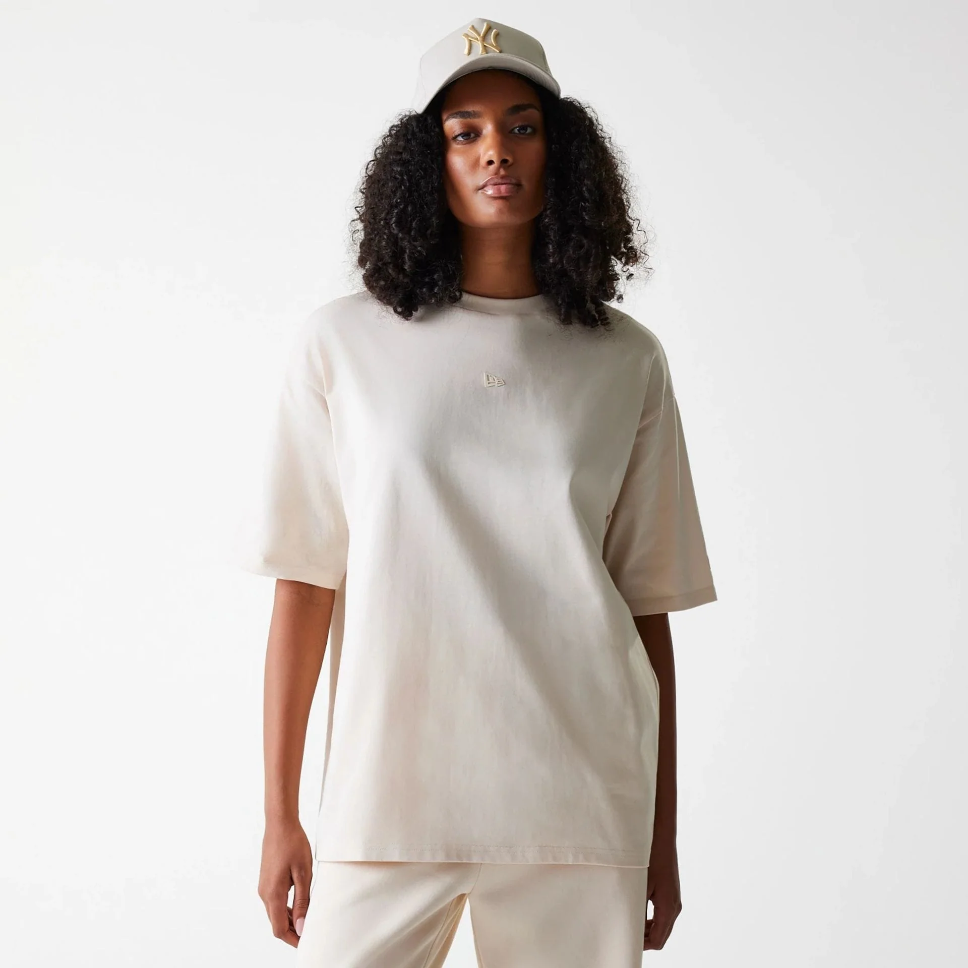 New Era Tech Light Beige Oversized T-Shirt