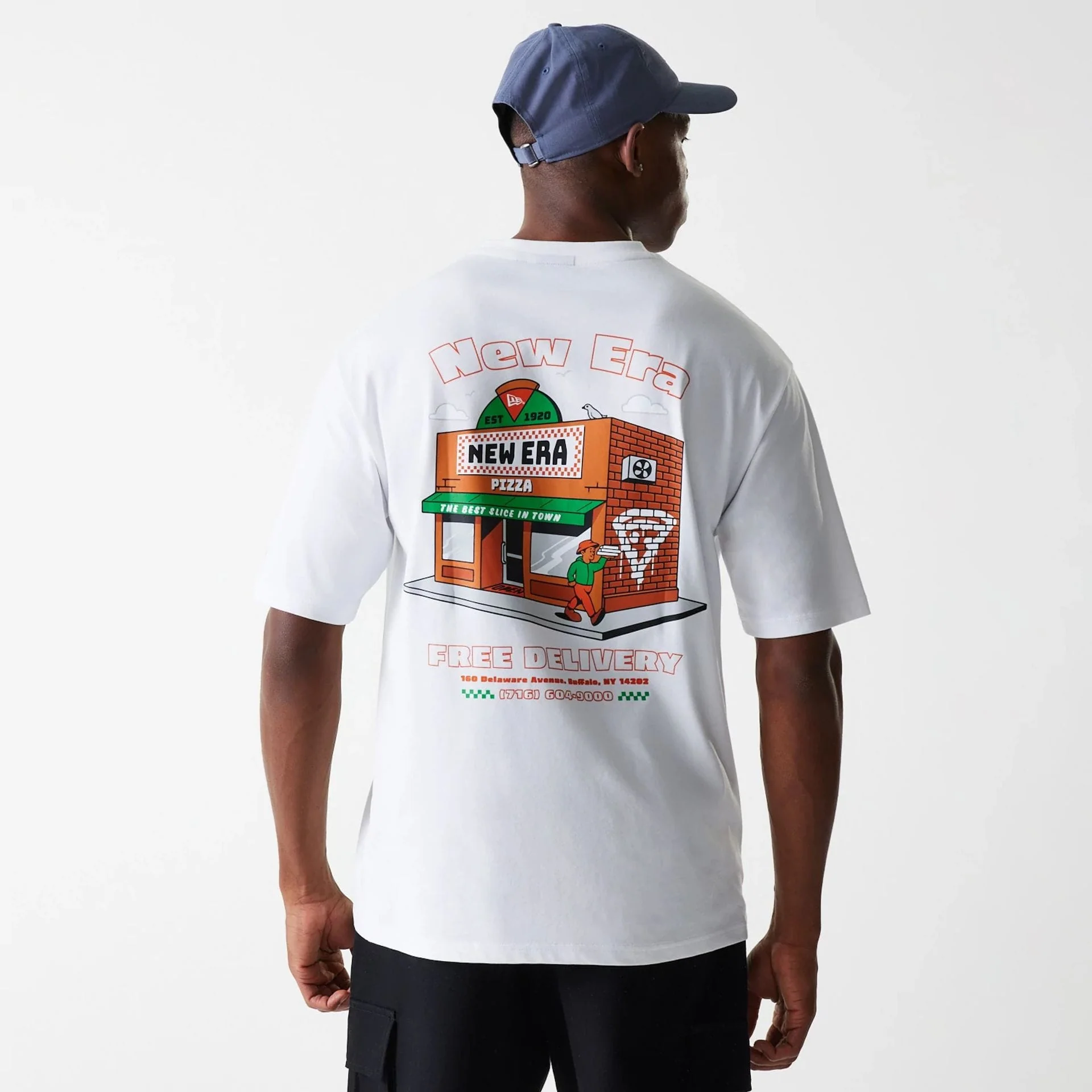 New Era Pizza Club Graphic White Oversized T-Shirt