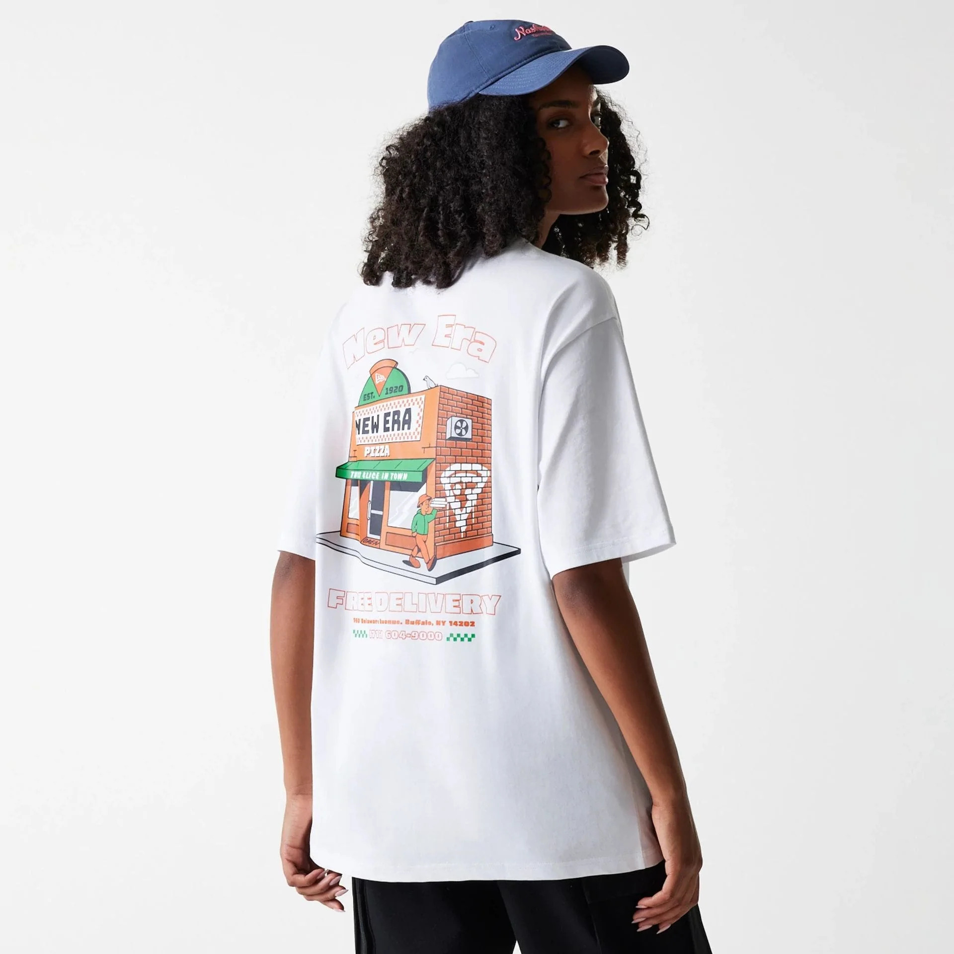 New Era Pizza Club Graphic White Oversized T-Shirt