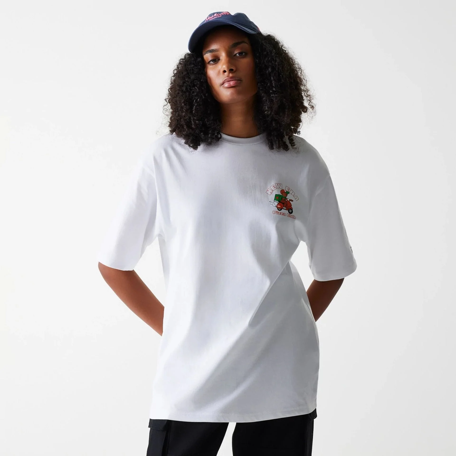 New Era Pizza Club Graphic White Oversized T-Shirt