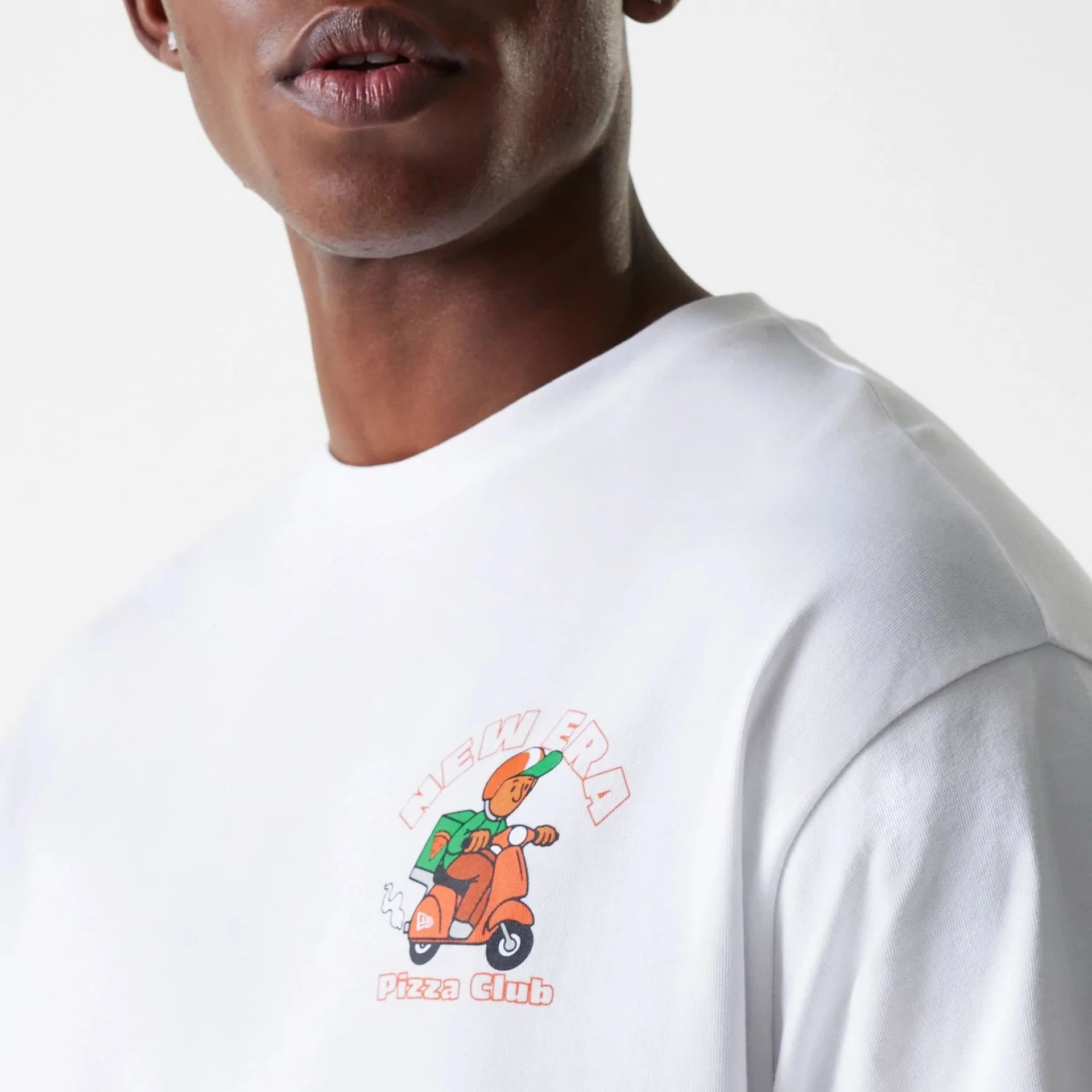 New Era Pizza Club Graphic White Oversized T-Shirt