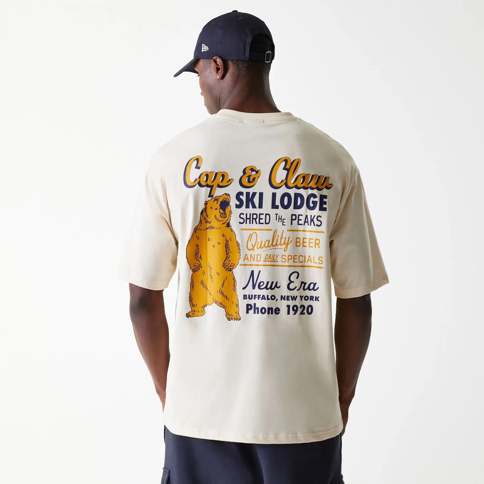 New Era Animal Graphic Light Beige Oversized T-Shirt