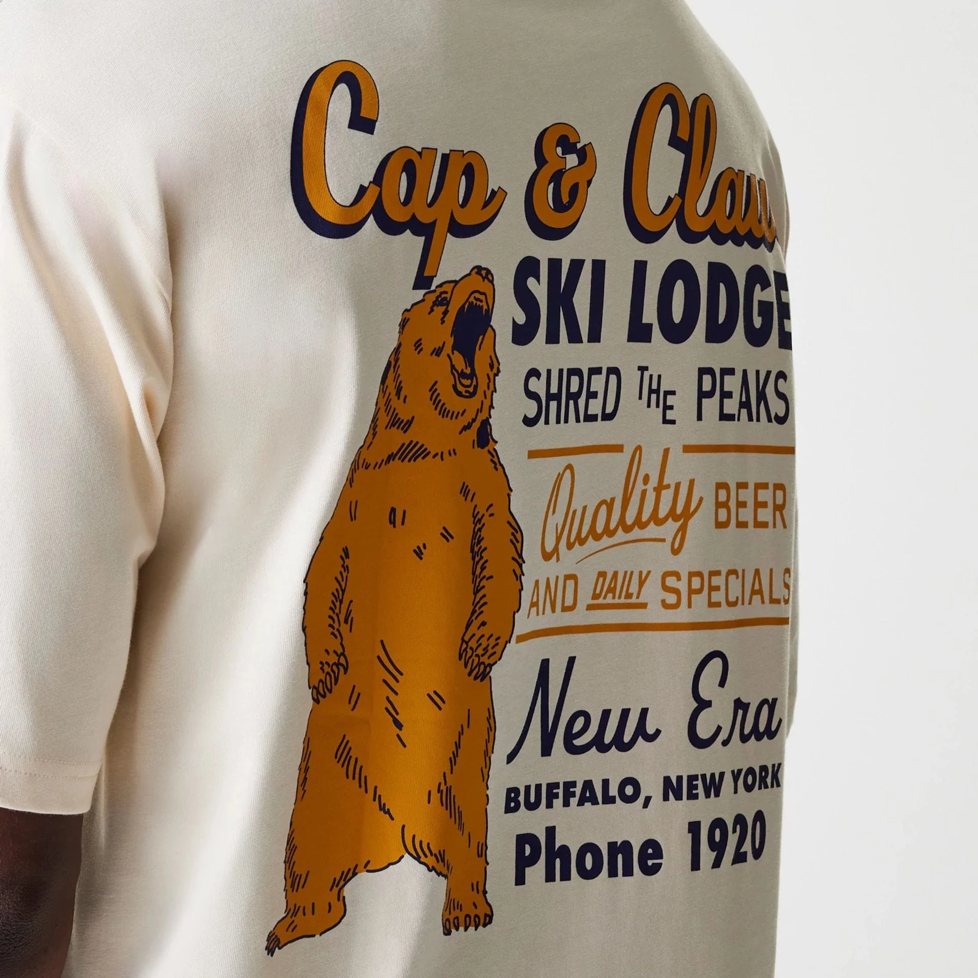 New Era Animal Graphic Light Beige Oversized T-Shirt