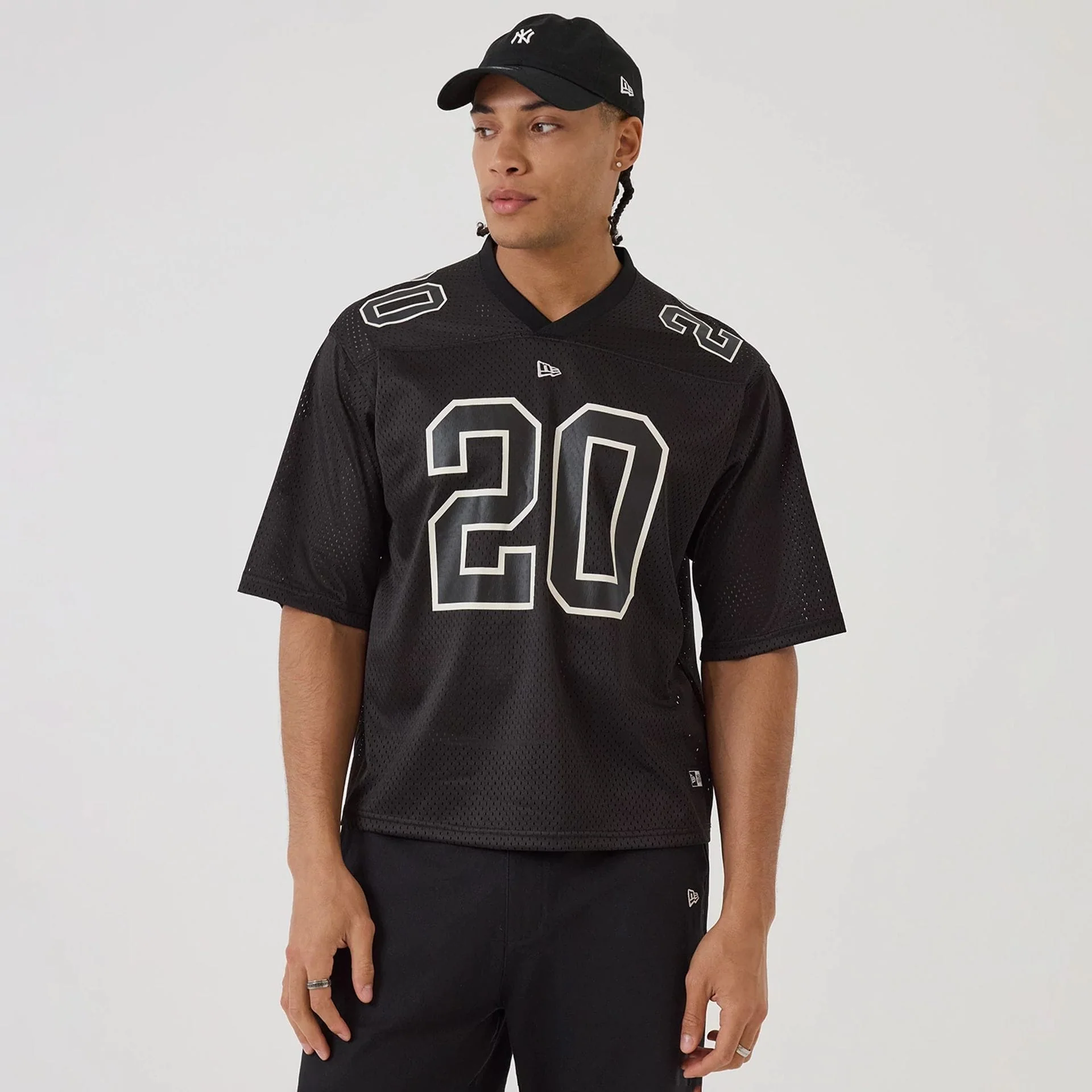 New Era Mesh Football Black Short Sleeve Shirt