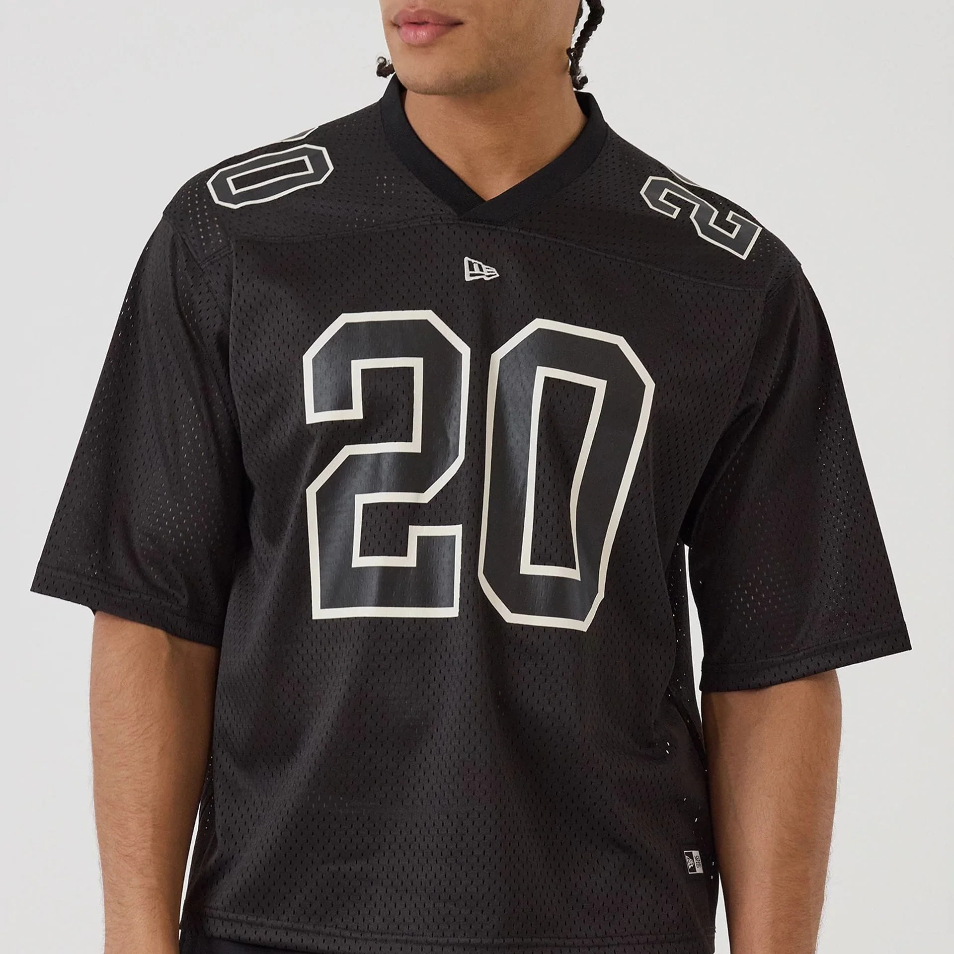New Era Mesh Football Black Short Sleeve Shirt