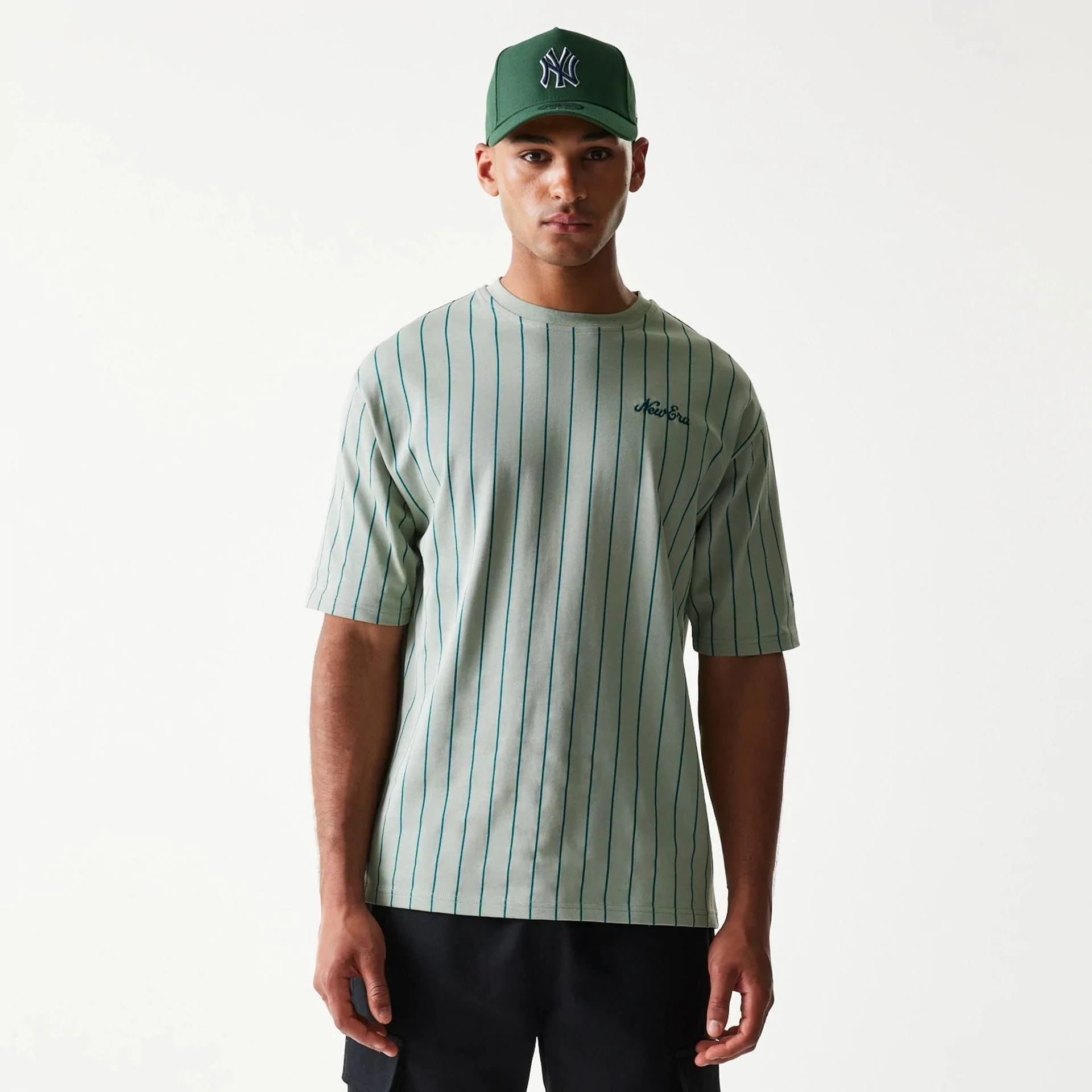 New Era Pinstripe Pastel Green Oversized T-Shirt