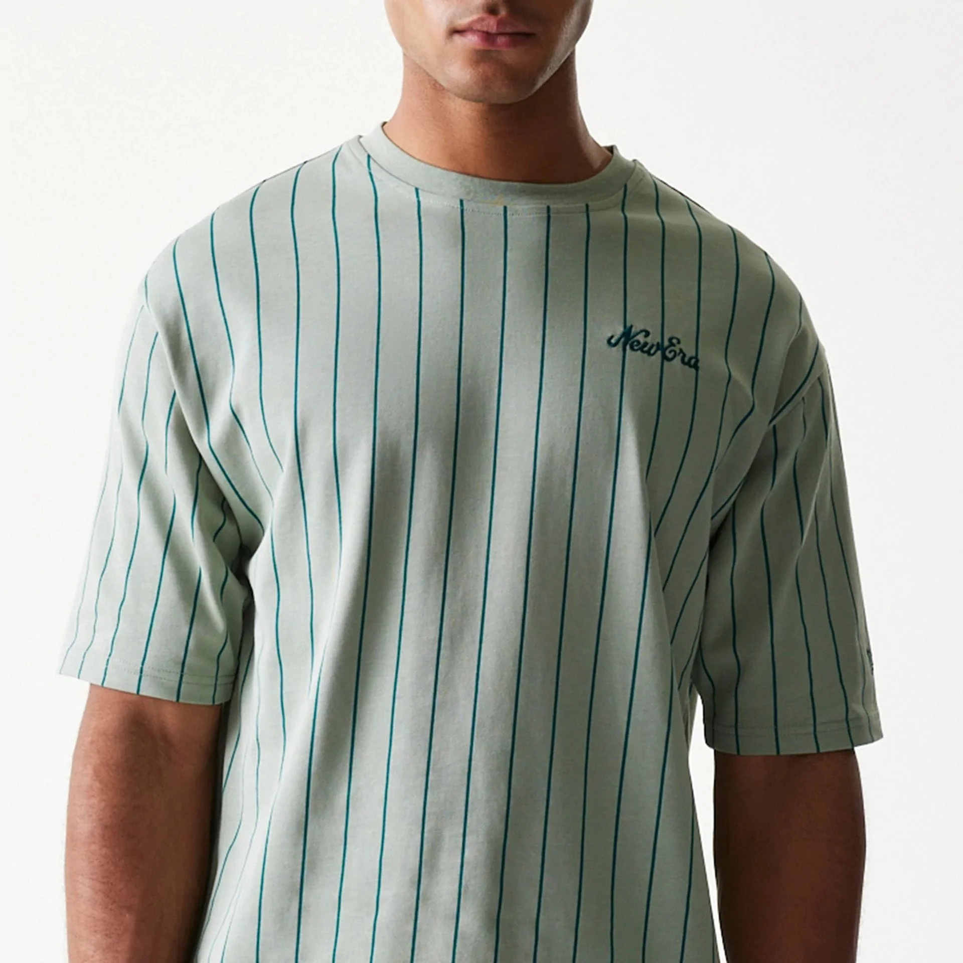 New Era Pinstripe Pastel Green Oversized T-Shirt