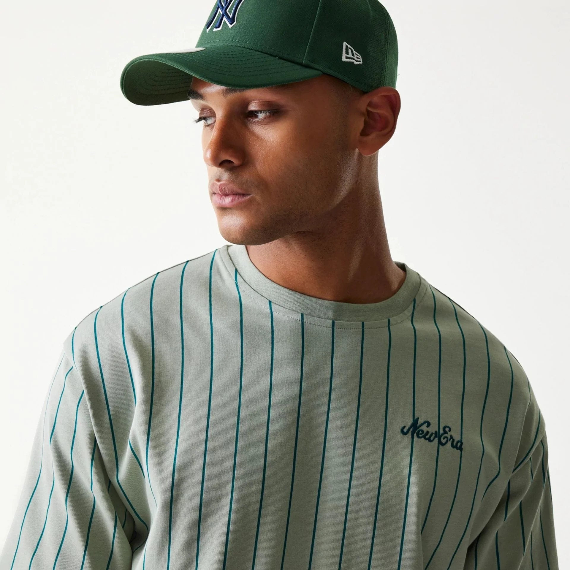 New Era Pinstripe Pastel Green Oversized T-Shirt