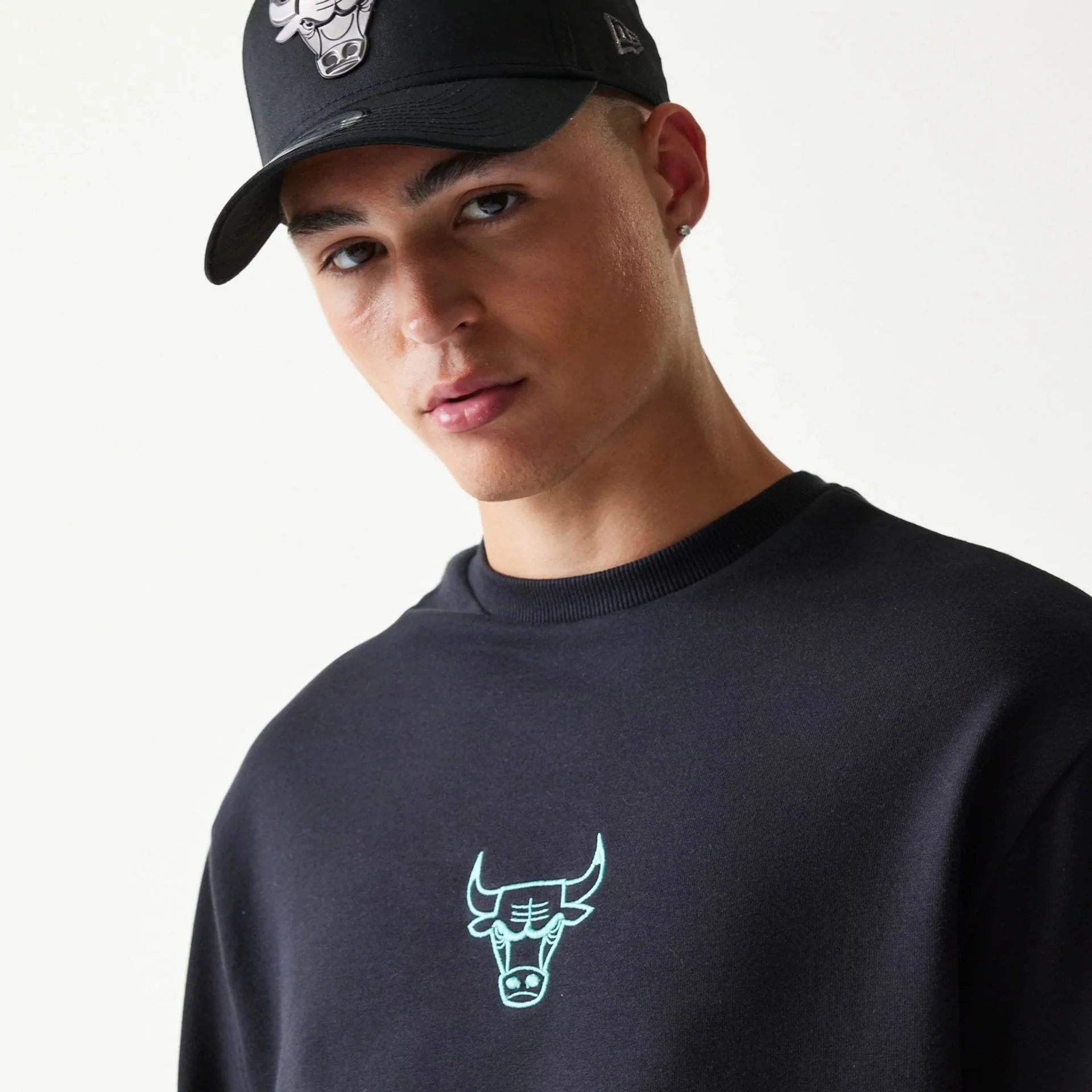 Chicago Bulls NBA Black Oversized Crew Neck Sweater