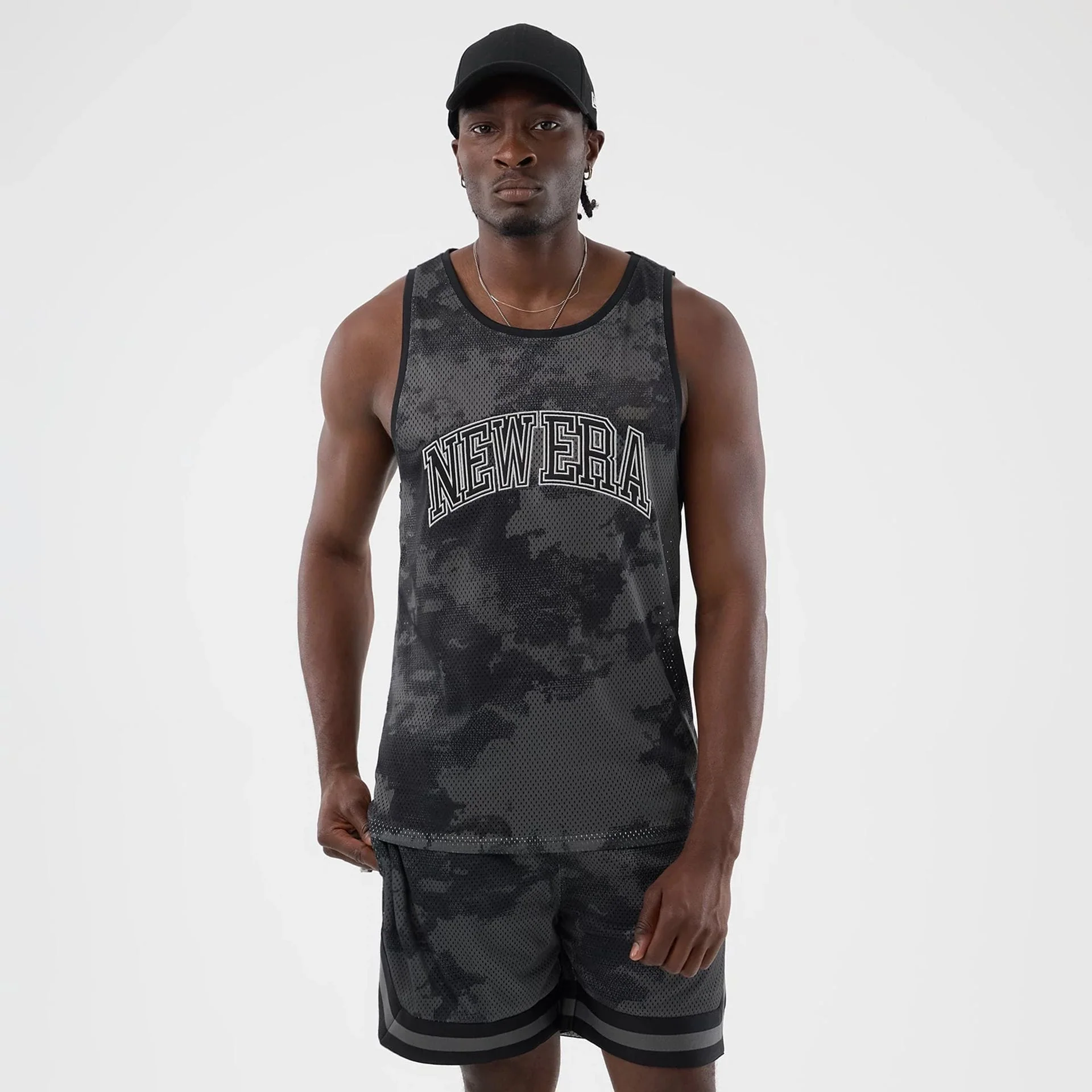 New Era All Over Print Black Camo Mesh Tank Top