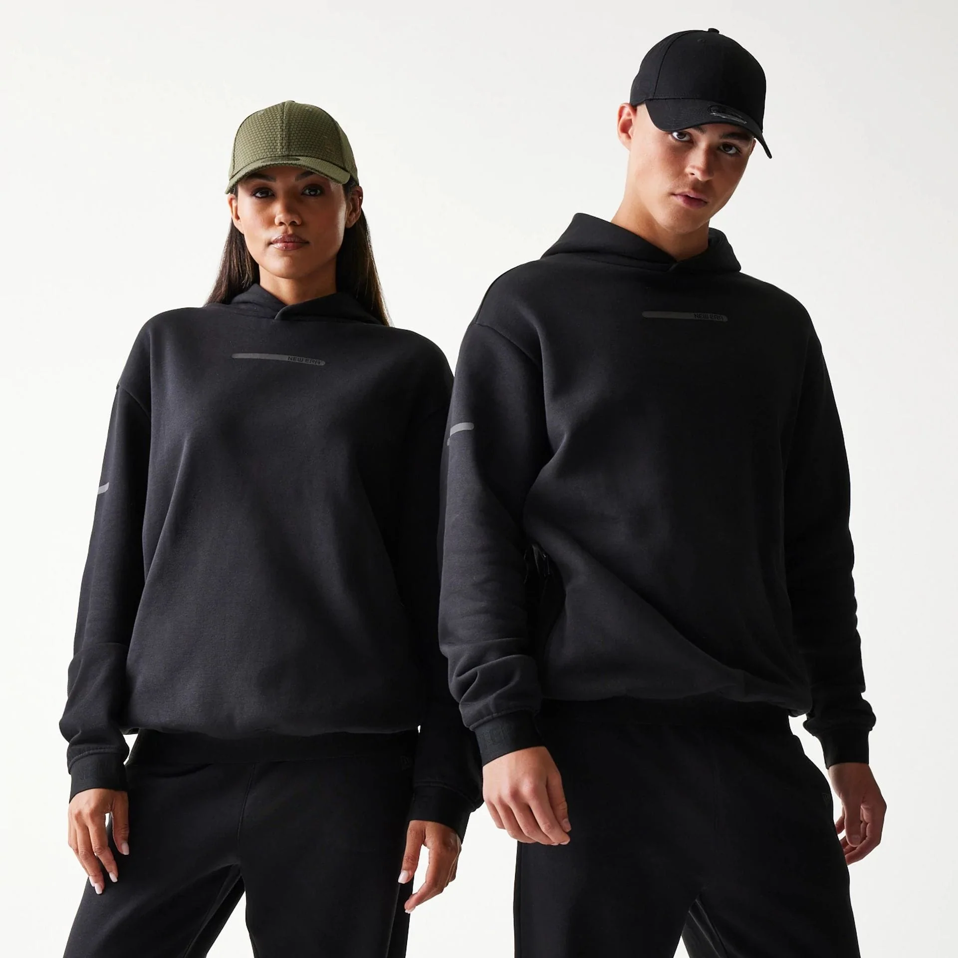 New Era Tech Black Oversized Pullover Hoodie