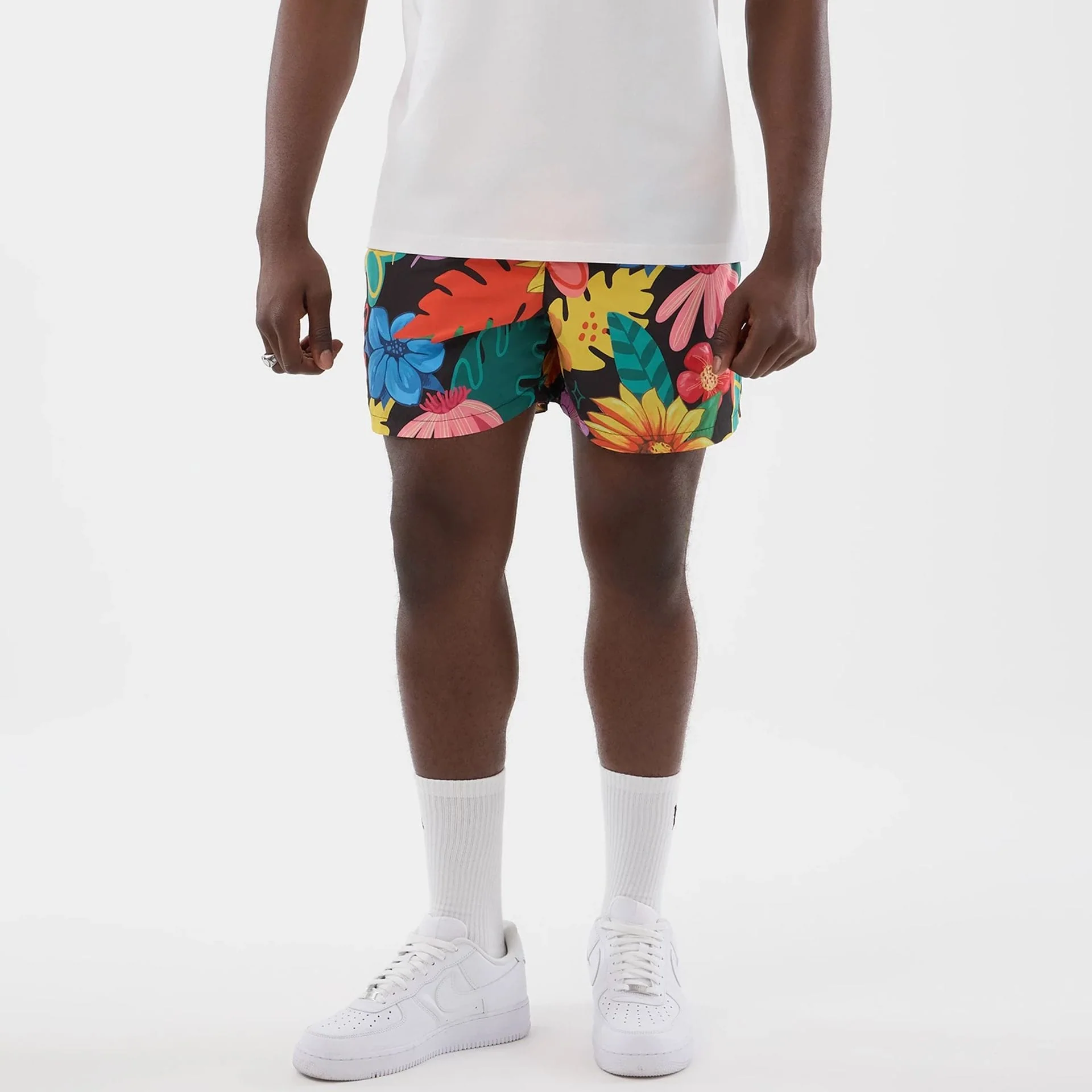 New Era Floral Black Swimming Shorts