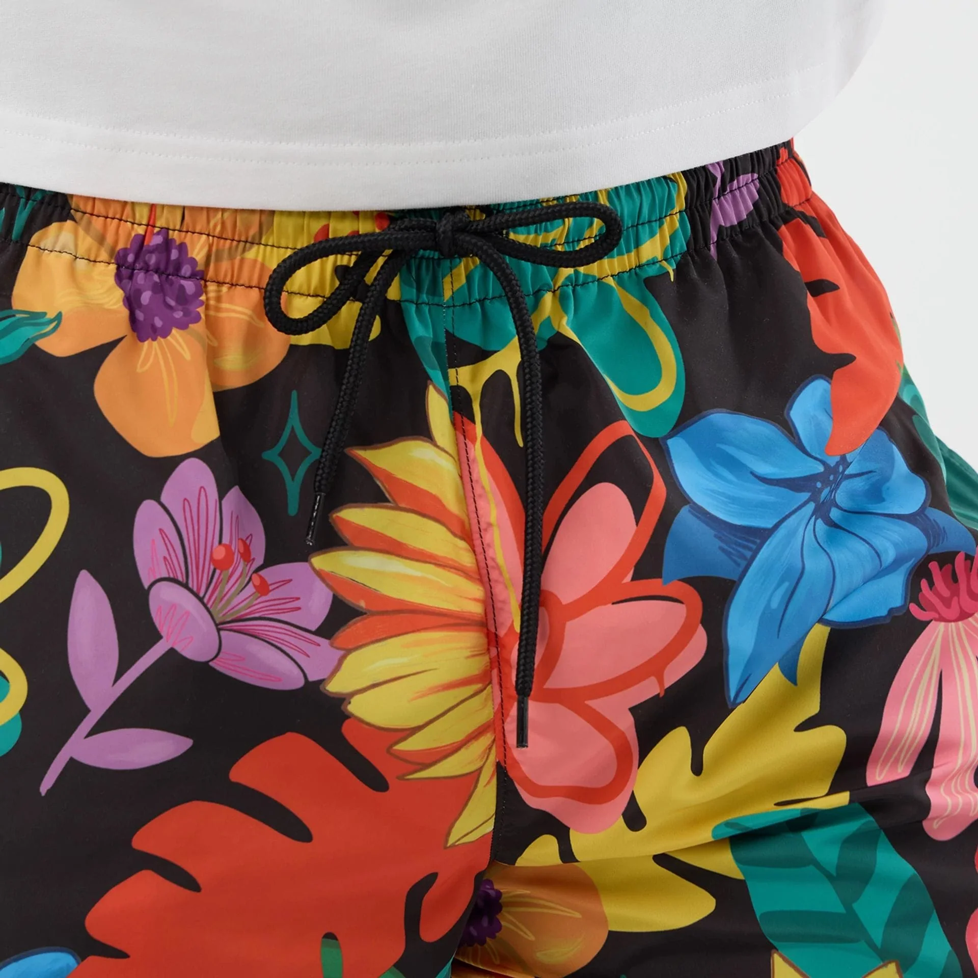 New Era Floral Black Swimming Shorts