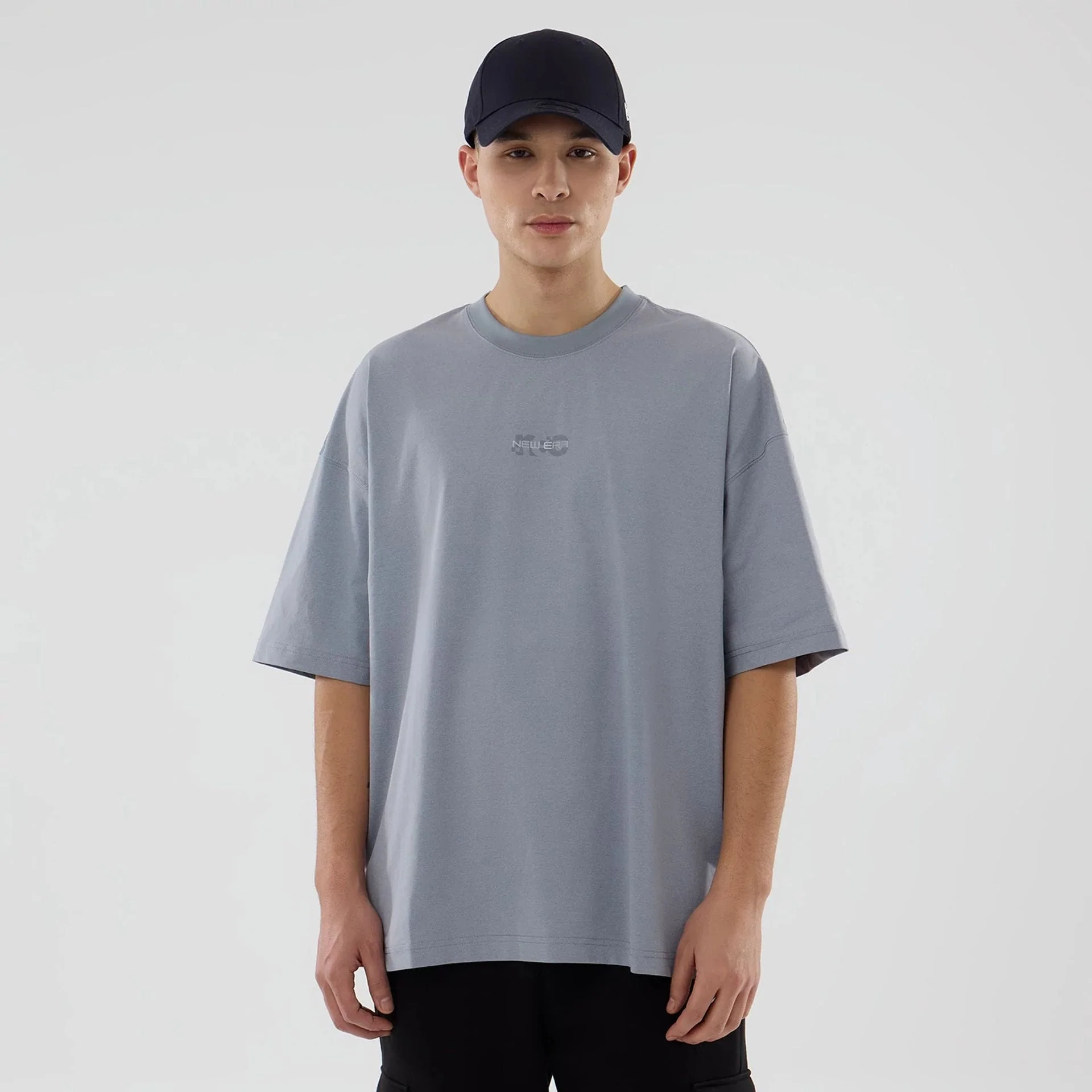 New Era NEC Logo Grey Oversized T-Shirt