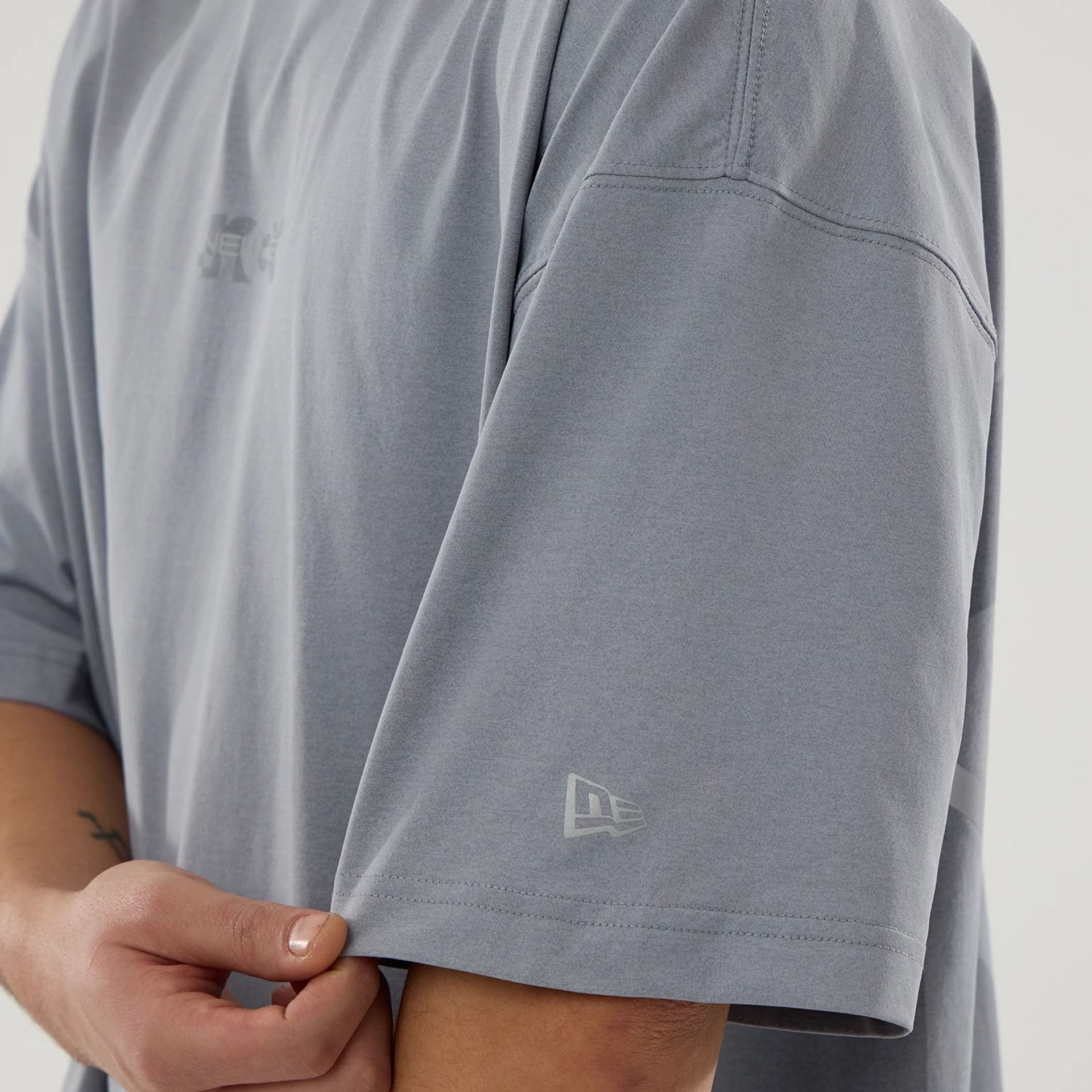 New Era NEC Logo Grey Oversized T-Shirt