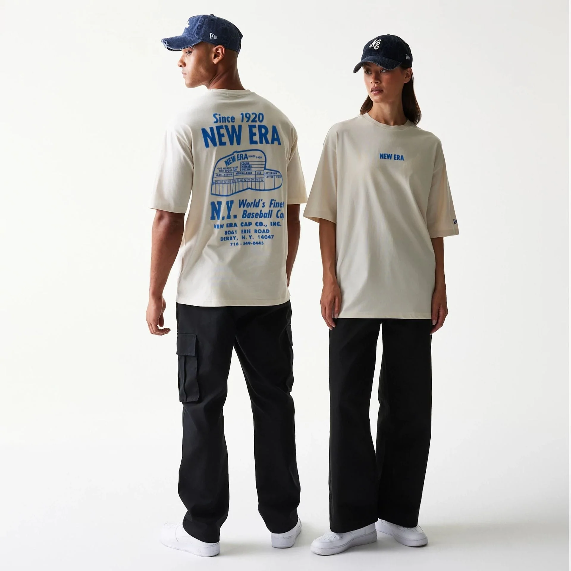 New Era Graphic Light Beige Oversized T-Shirt