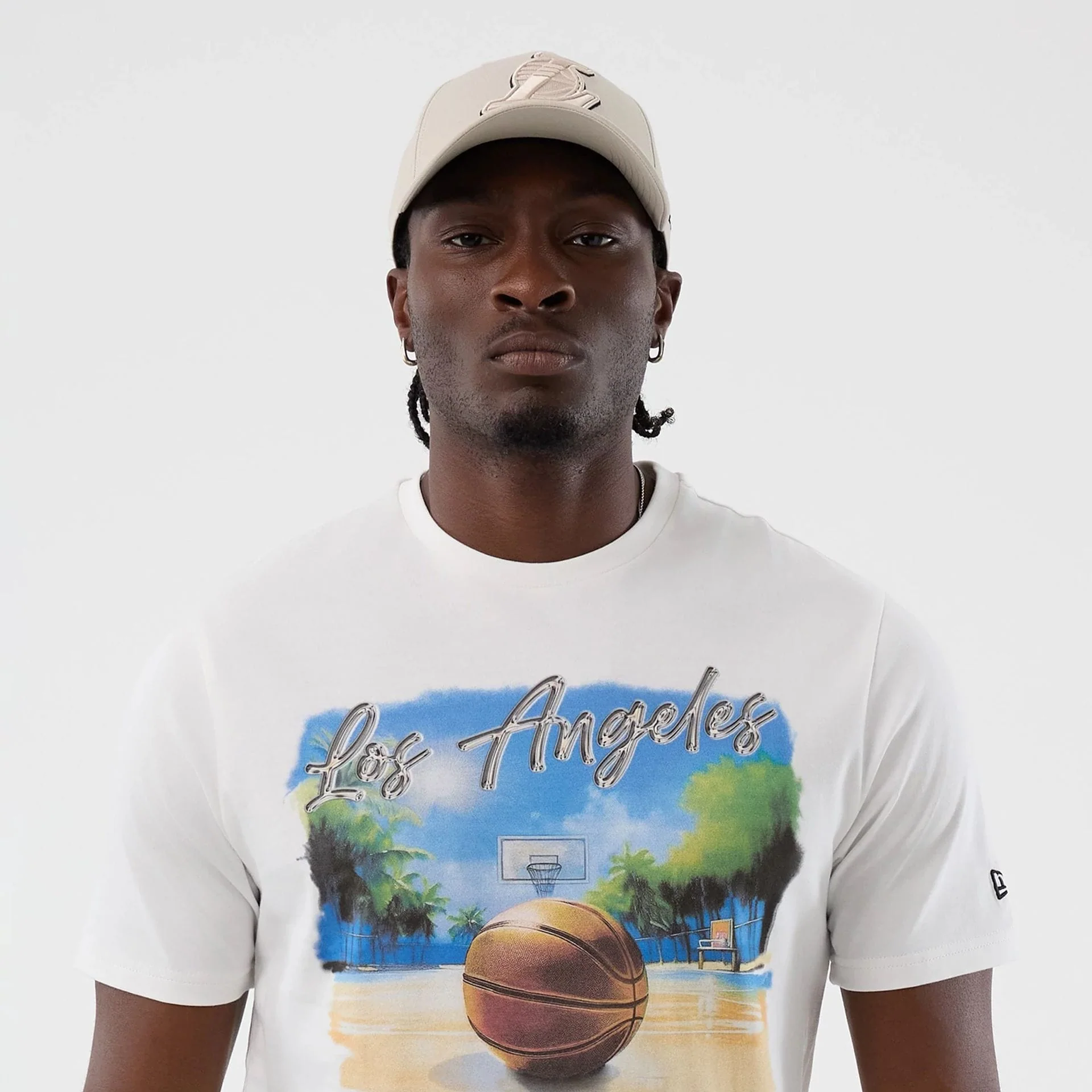 LA Lakers NBA Beach Graphic White T-Shirt