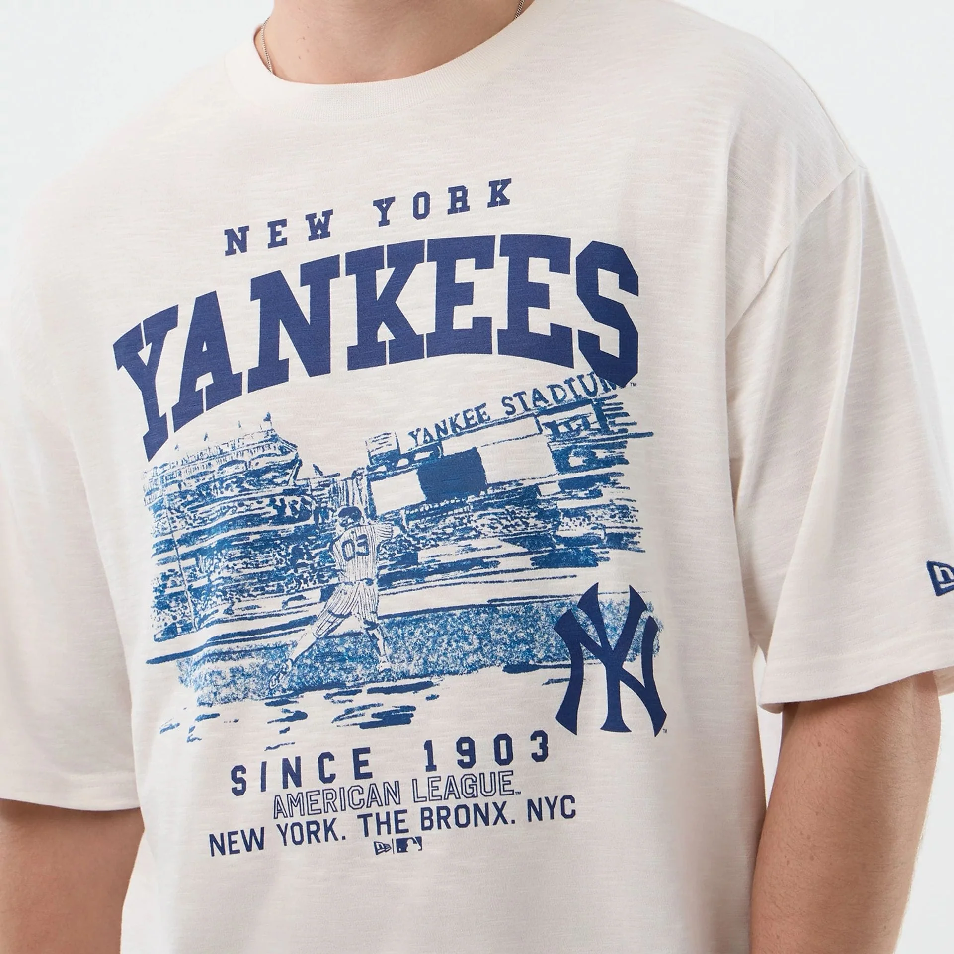 New York Yankees MLB Slub Open White Oversized T-Shirt