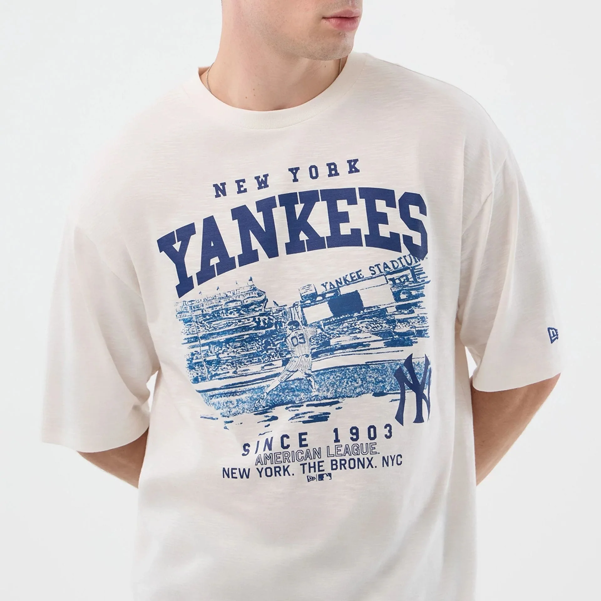 New York Yankees MLB Slub Open White Oversized T-Shirt