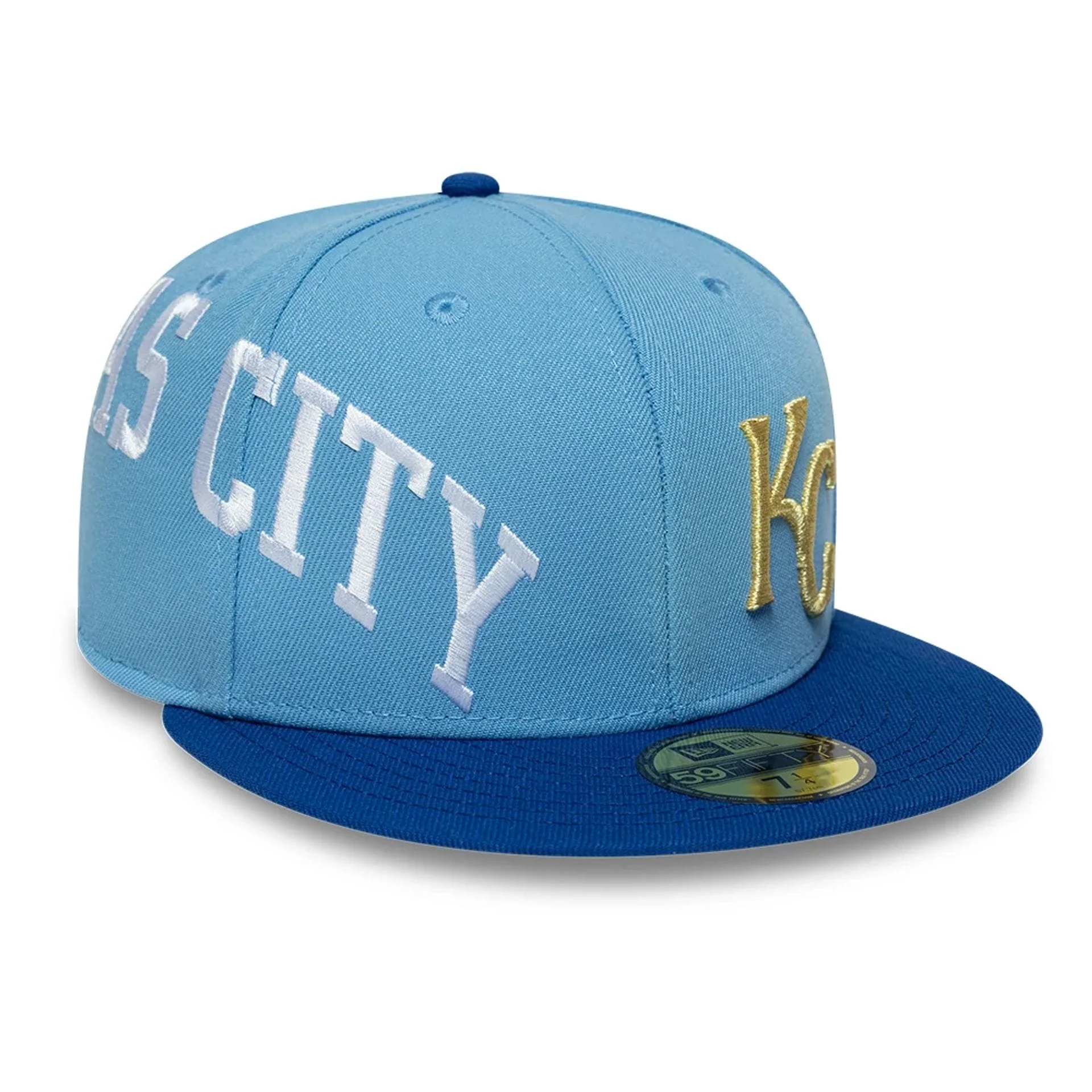 Kansas City Royals MLB Multi Logo Satin Lined Pastel Blue 59FIFTY Fitted Cap
