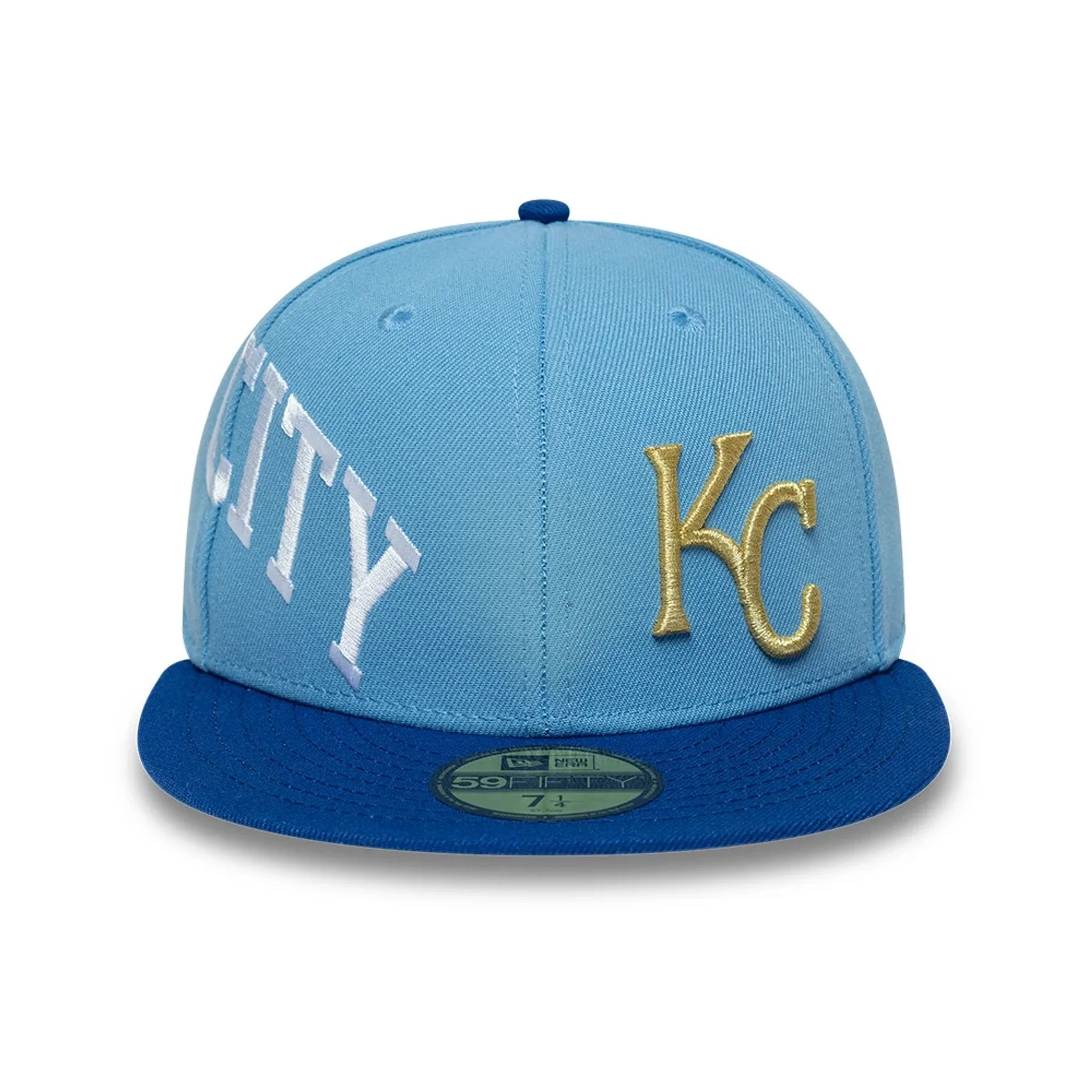 Kansas City Royals MLB Multi Logo Satin Lined Pastel Blue 59FIFTY Fitted Cap