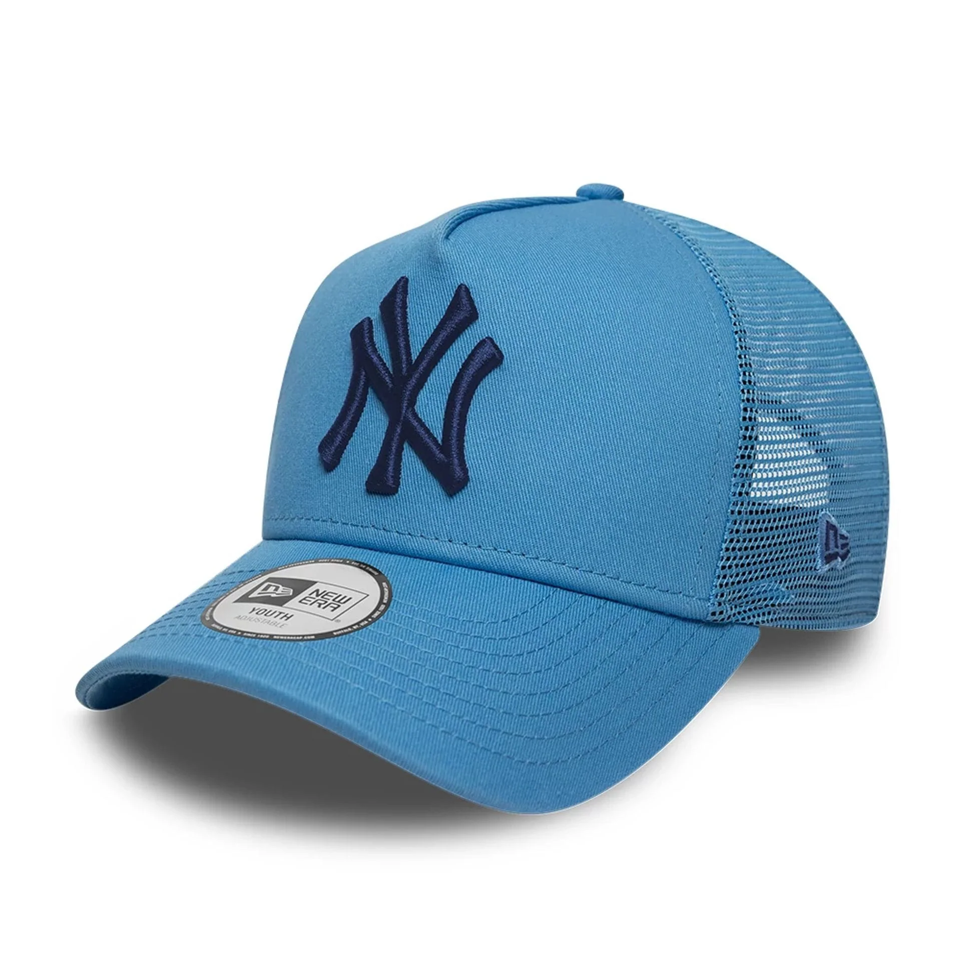 New York Yankees Youth MLB League Essential Pastel Blue 9FORTY A-Frame Trucker Adjustable Cap