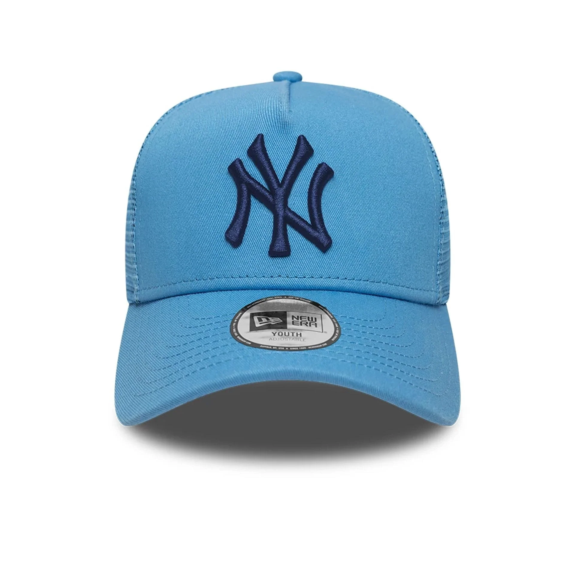 New York Yankees Youth MLB League Essential Pastel Blue 9FORTY A-Frame Trucker Adjustable Cap