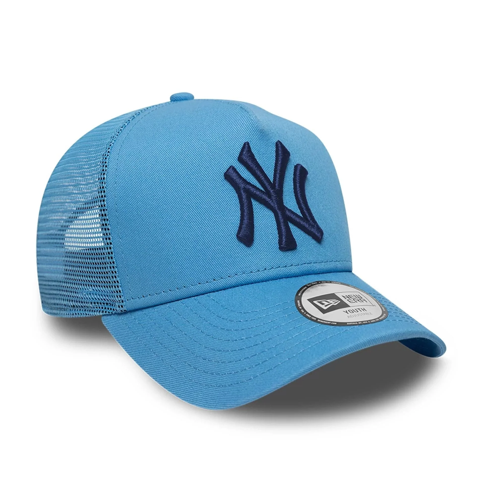 New York Yankees Youth MLB League Essential Pastel Blue 9FORTY A-Frame Trucker Adjustable Cap