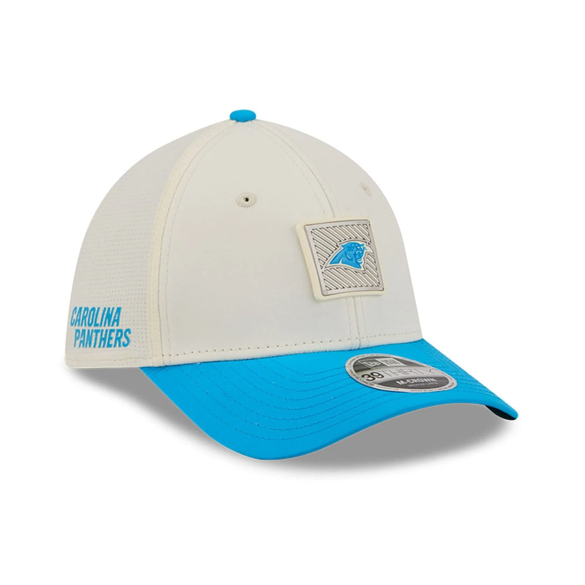 Carolina Panthers NFL Training 2026 White 39THIRTY M-Crown Stretch Fit Cap