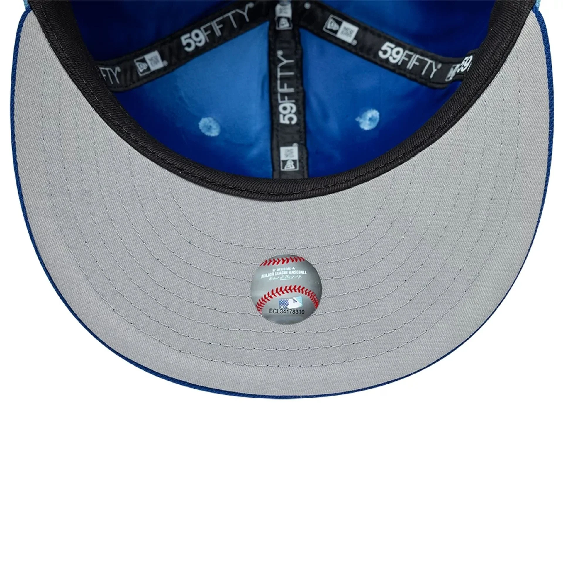 Kansas City Royals MLB Multi Logo Satin Lined Pastel Blue 59FIFTY Fitted Cap