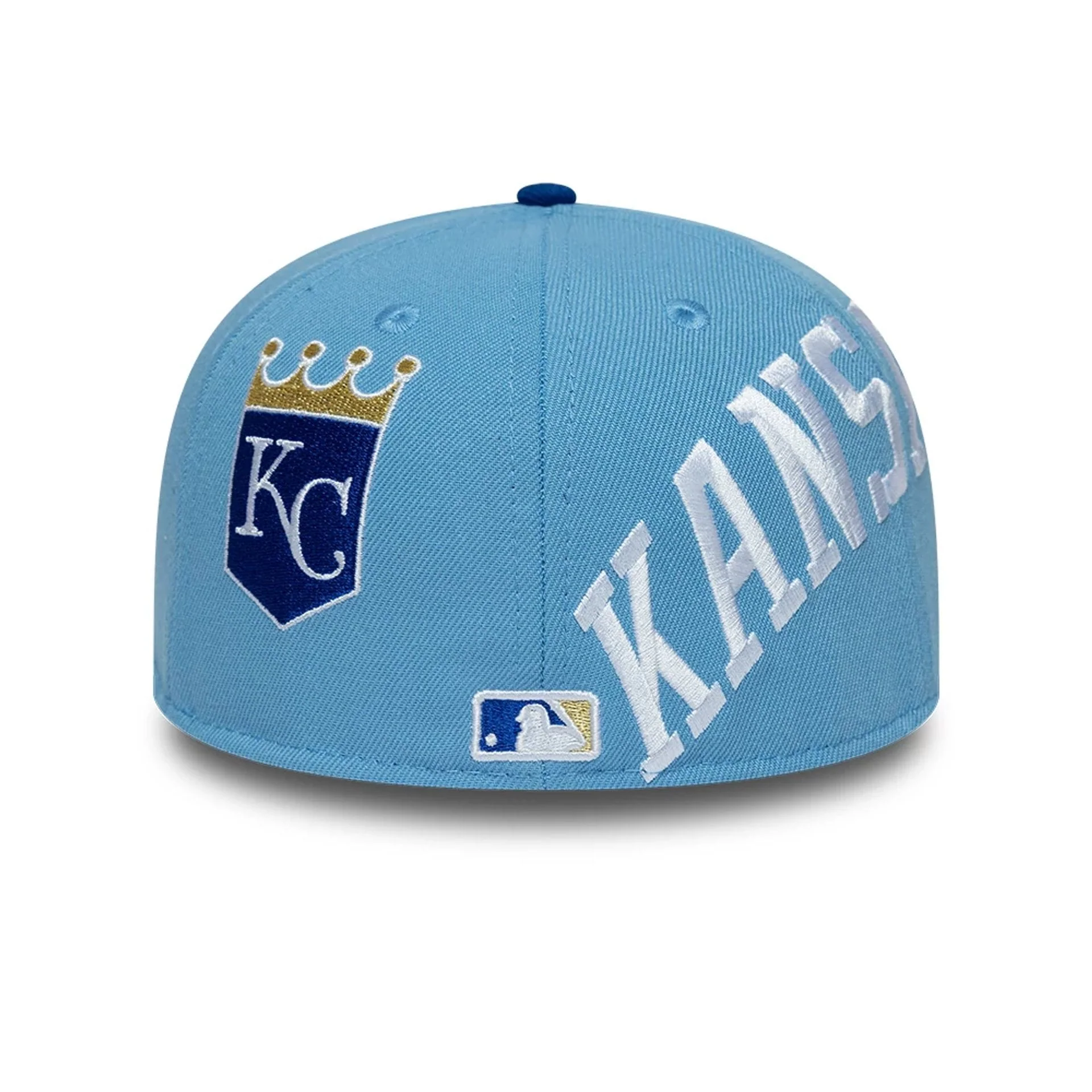 Kansas City Royals MLB Multi Logo Satin Lined Pastel Blue 59FIFTY Fitted Cap