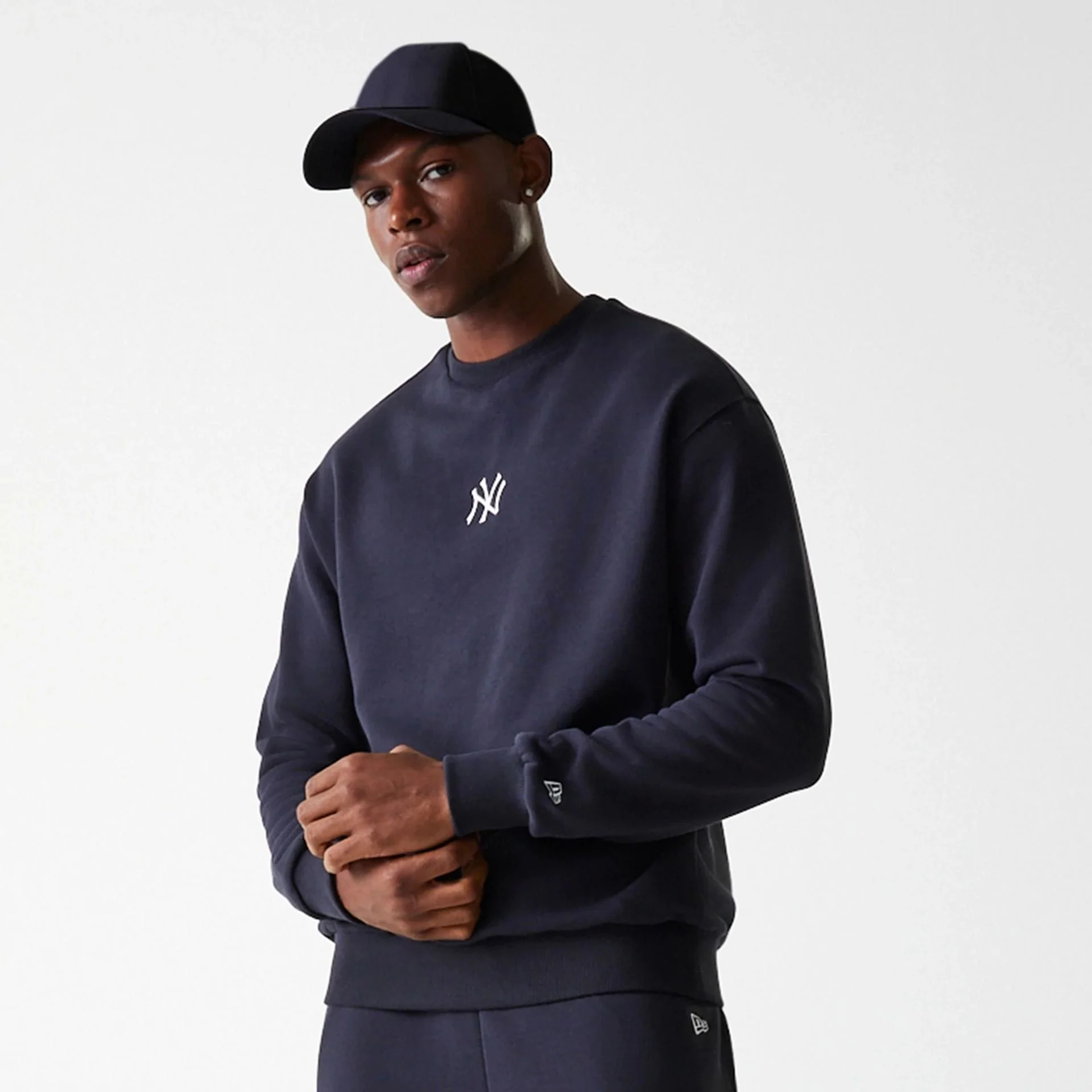 New York Yankees MLB League Essential French Terry Navy Crew Neck Sweater
