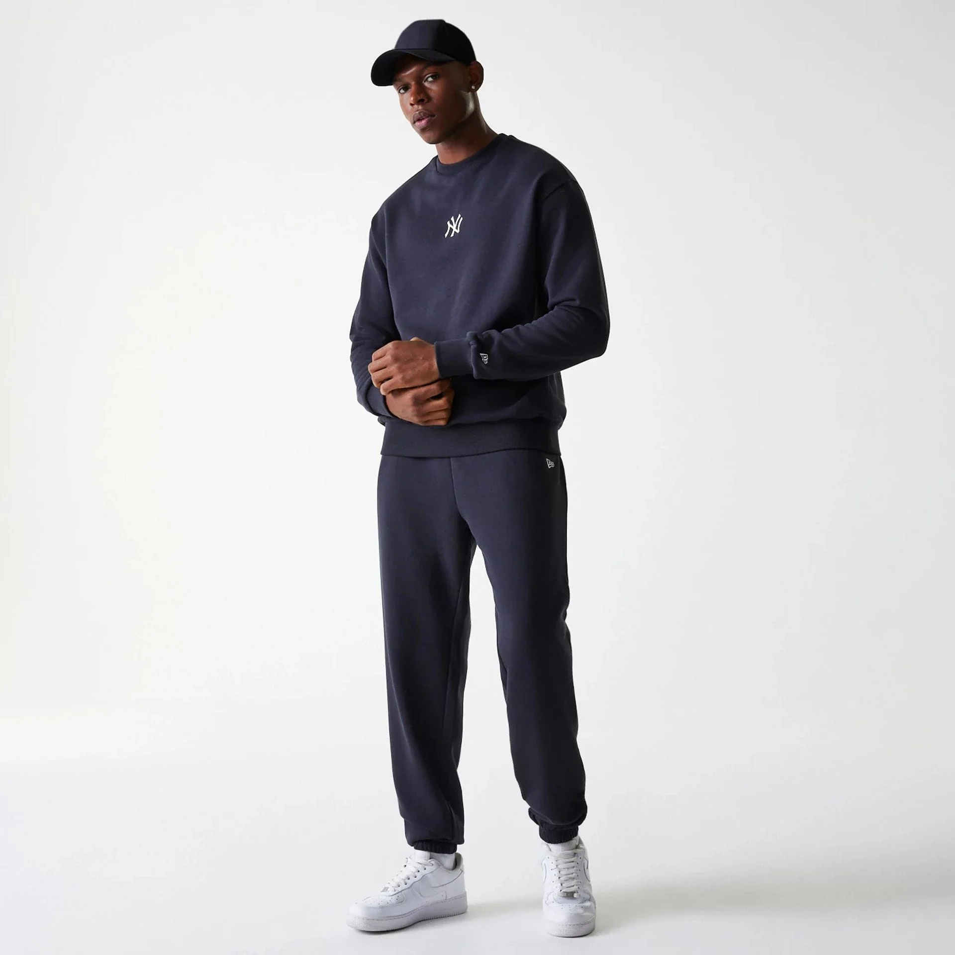 New York Yankees MLB League Essential French Terry Navy Crew Neck Sweater