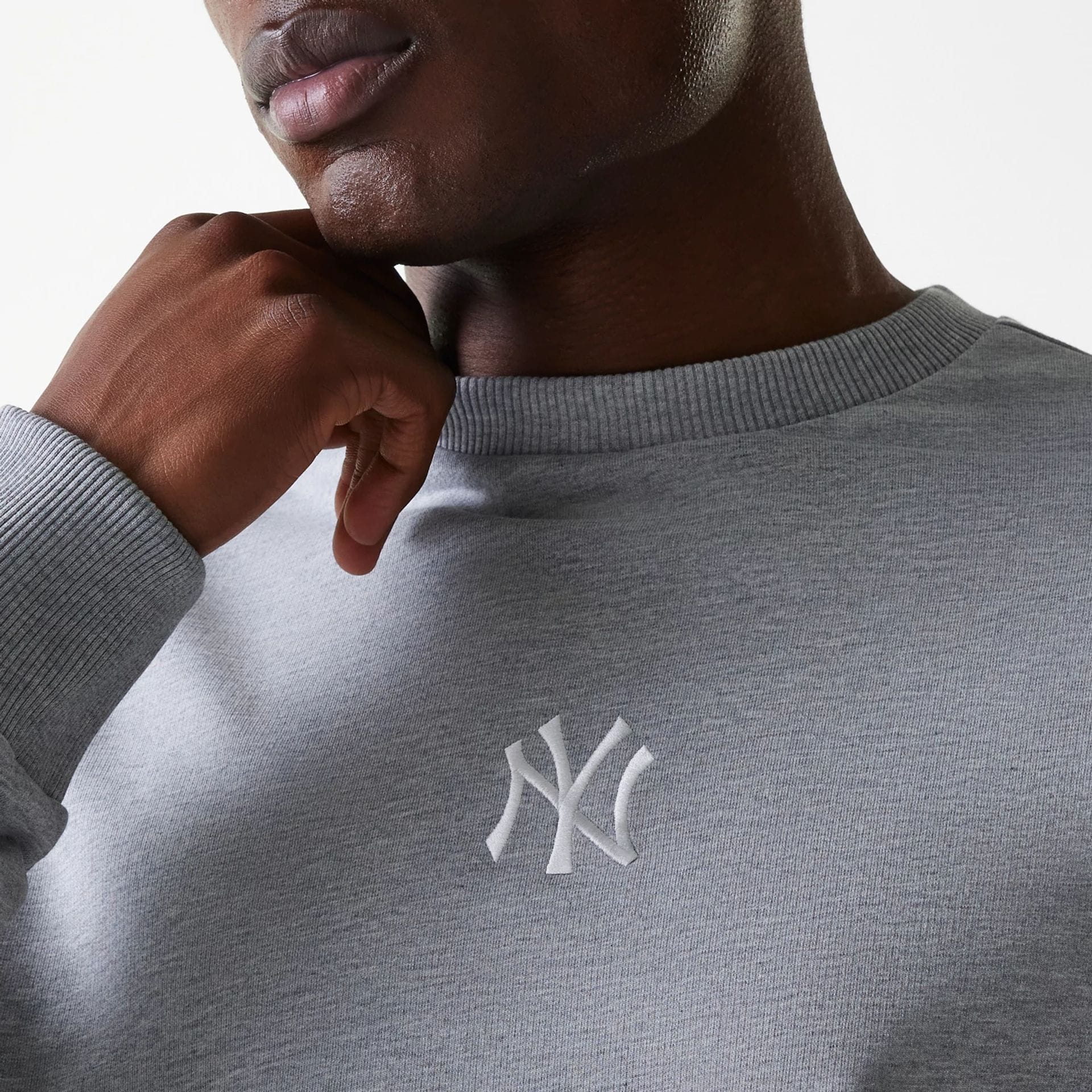 New York Yankees MLB League Essential French Terry Grey Crew Neck Sweater