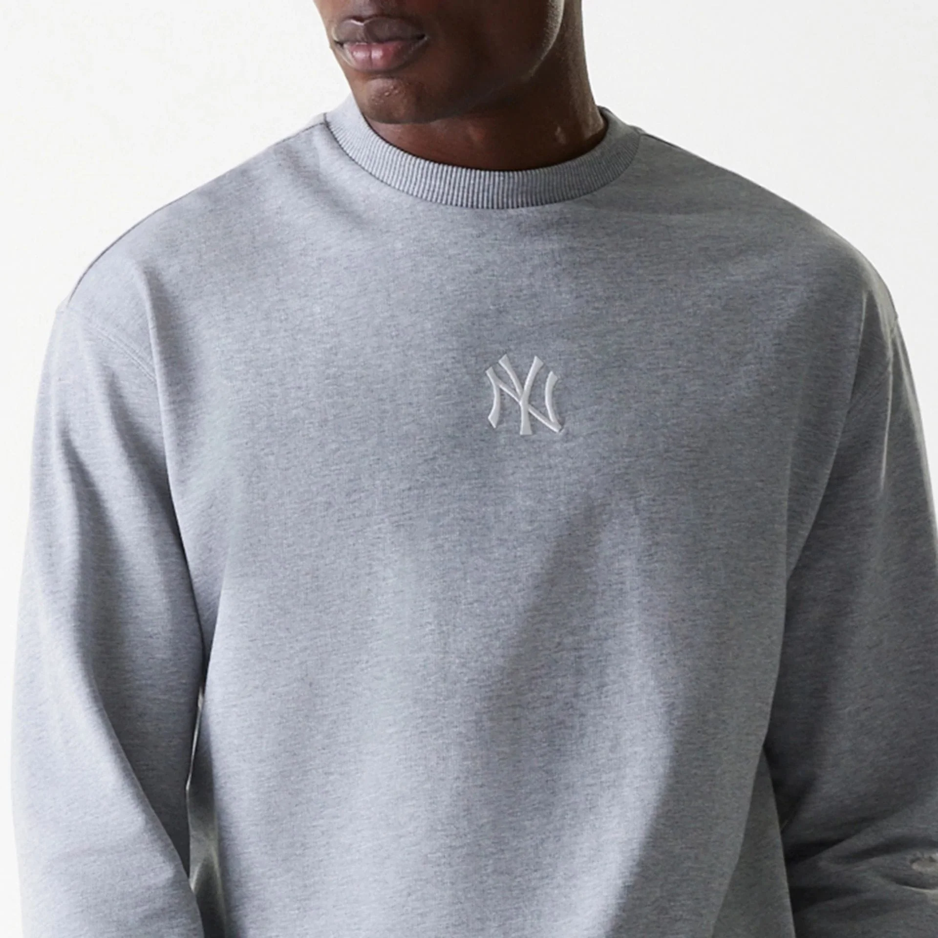 New York Yankees MLB League Essential French Terry Grey Crew Neck Sweater