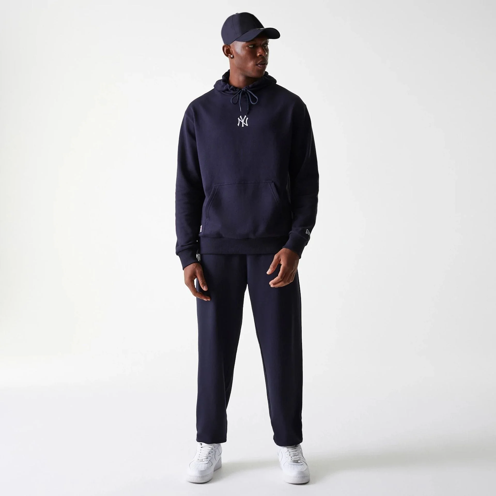 New York Yankees MLB League Essential Midi French Terry Navy Oversized Pullover Hoodie
