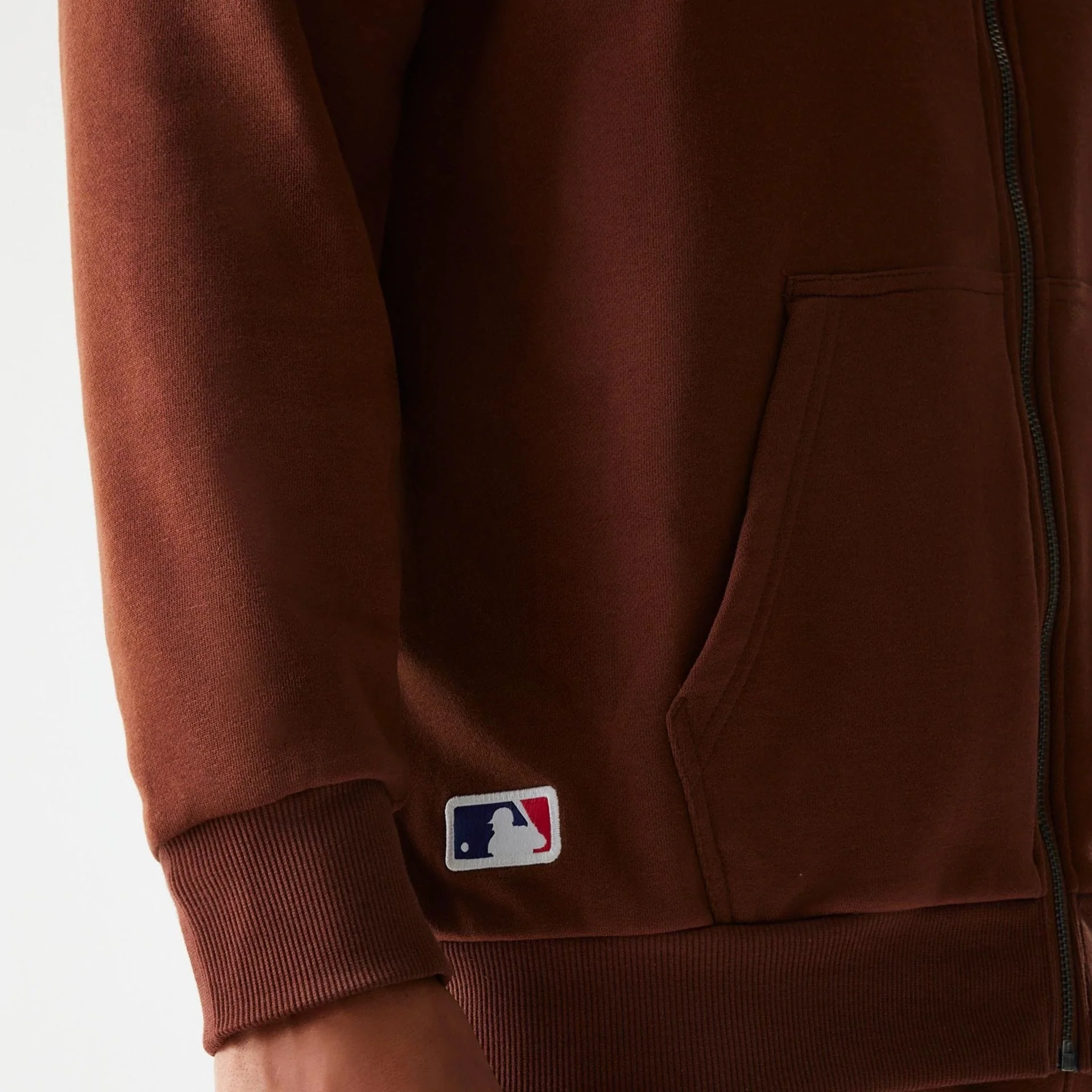 New York Yankees MLB Midi League Essential Brushed Fleece Brown Oversized Full Zip Hoodie