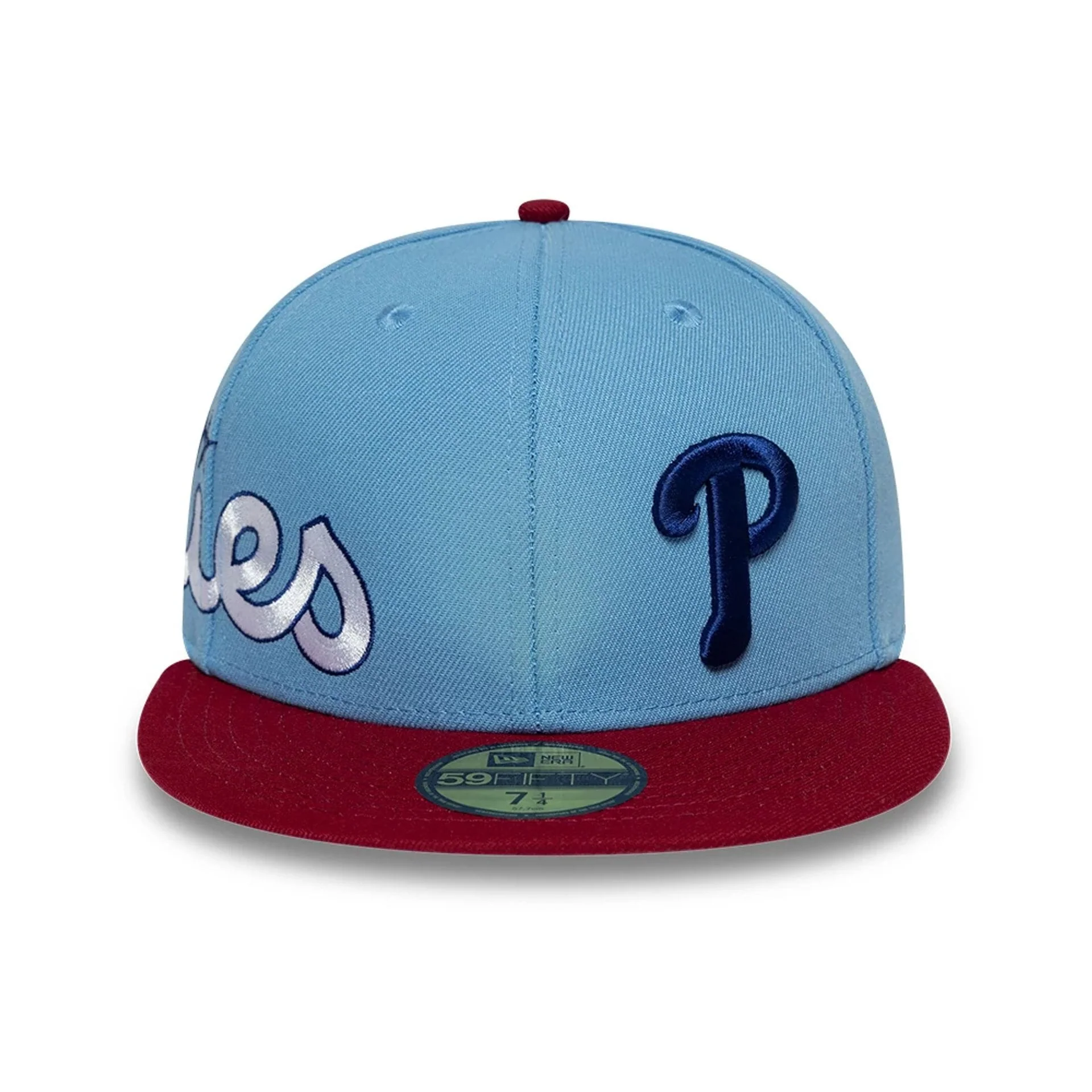 Philadelphia Phillies MLB Multi Logo Satin Lined Pastel Blue 59FIFTY Fitted Cap