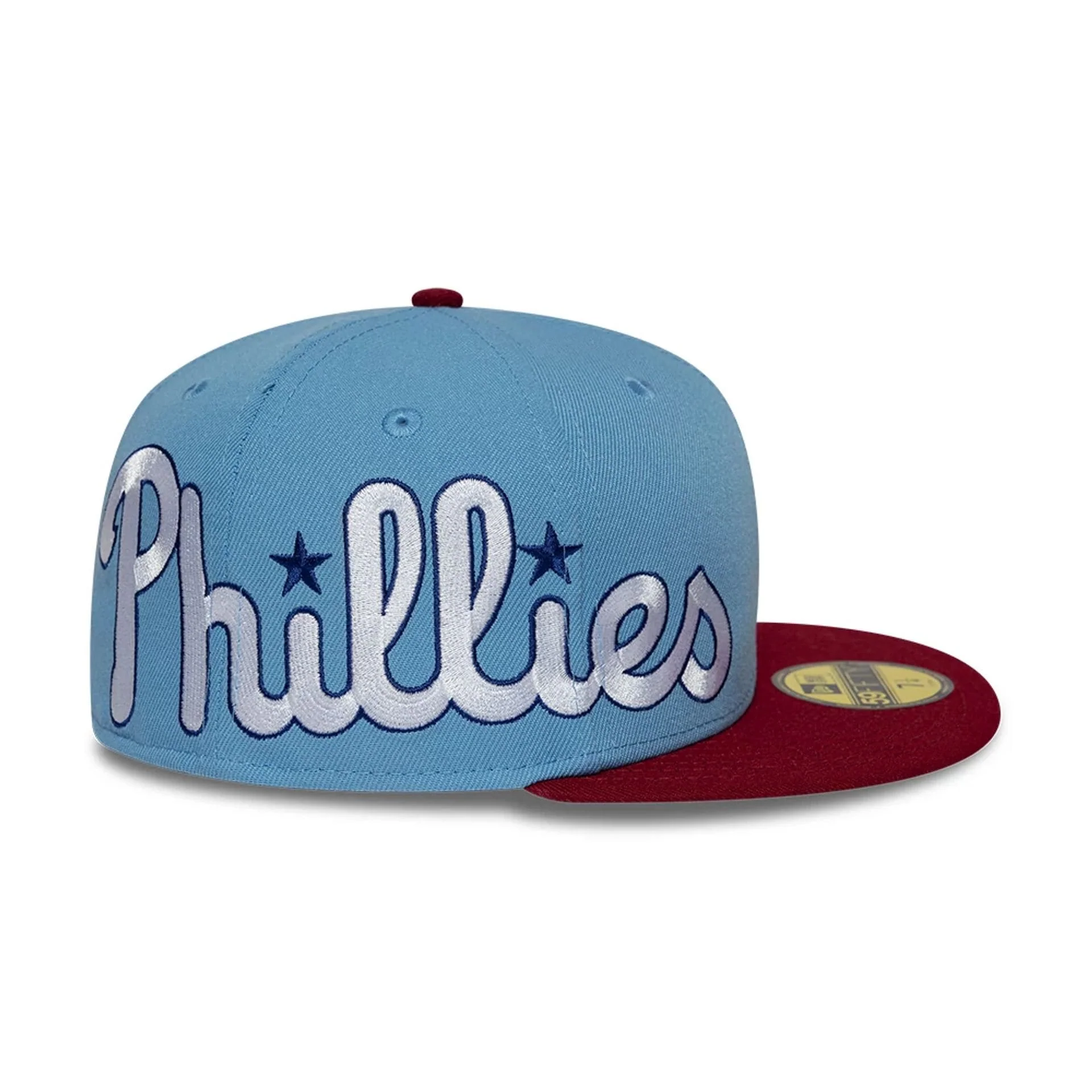 Philadelphia Phillies MLB Multi Logo Satin Lined Pastel Blue 59FIFTY Fitted Cap