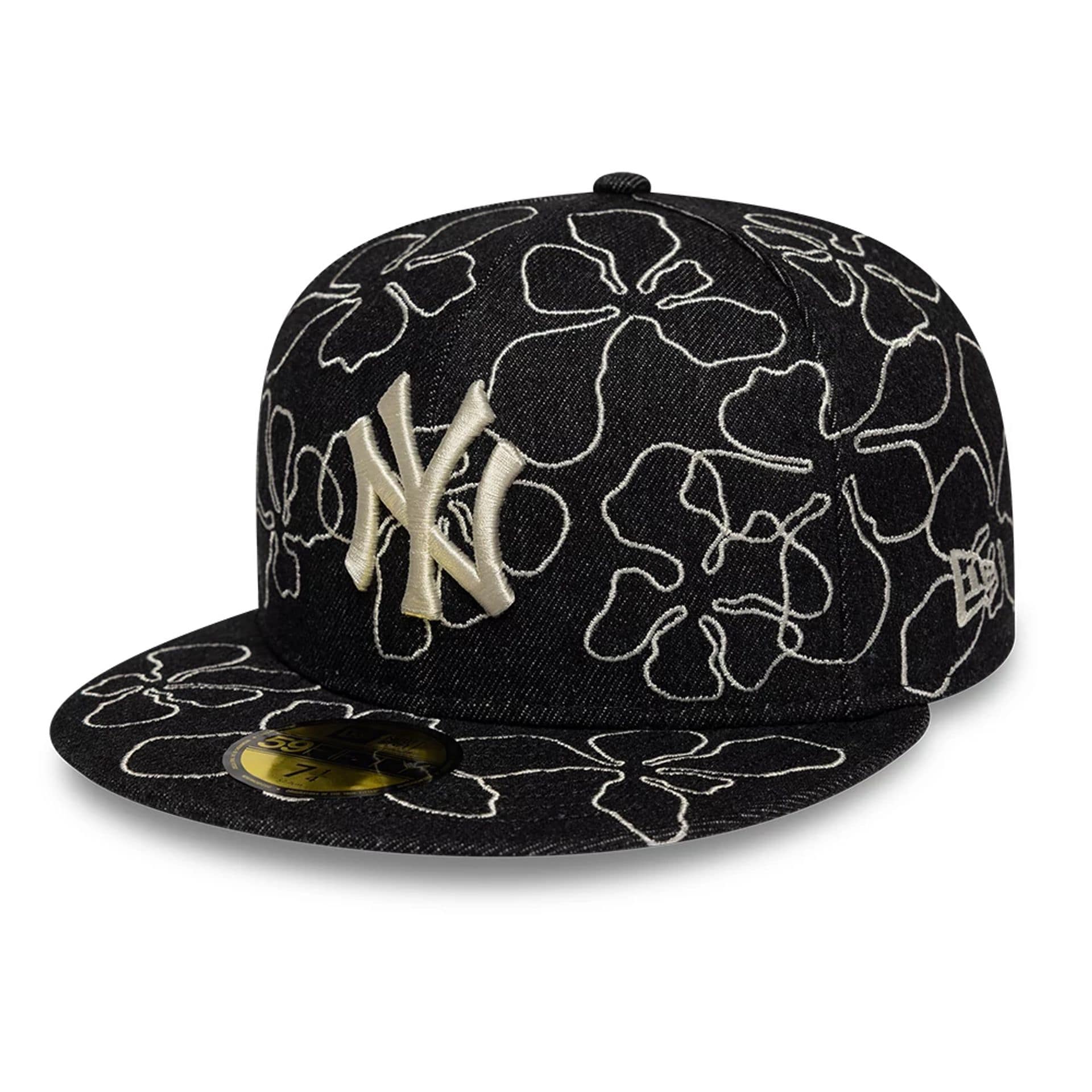 New York Yankees MLB Floral Denim Black 59FIFTY Fitted Cap