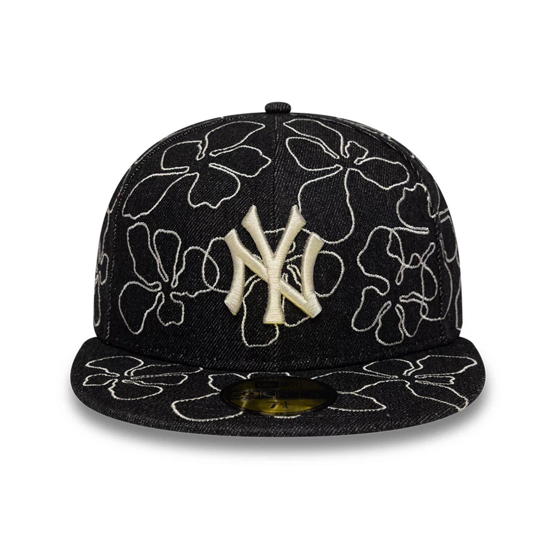 New York Yankees MLB Floral Denim Black 59FIFTY Fitted Cap