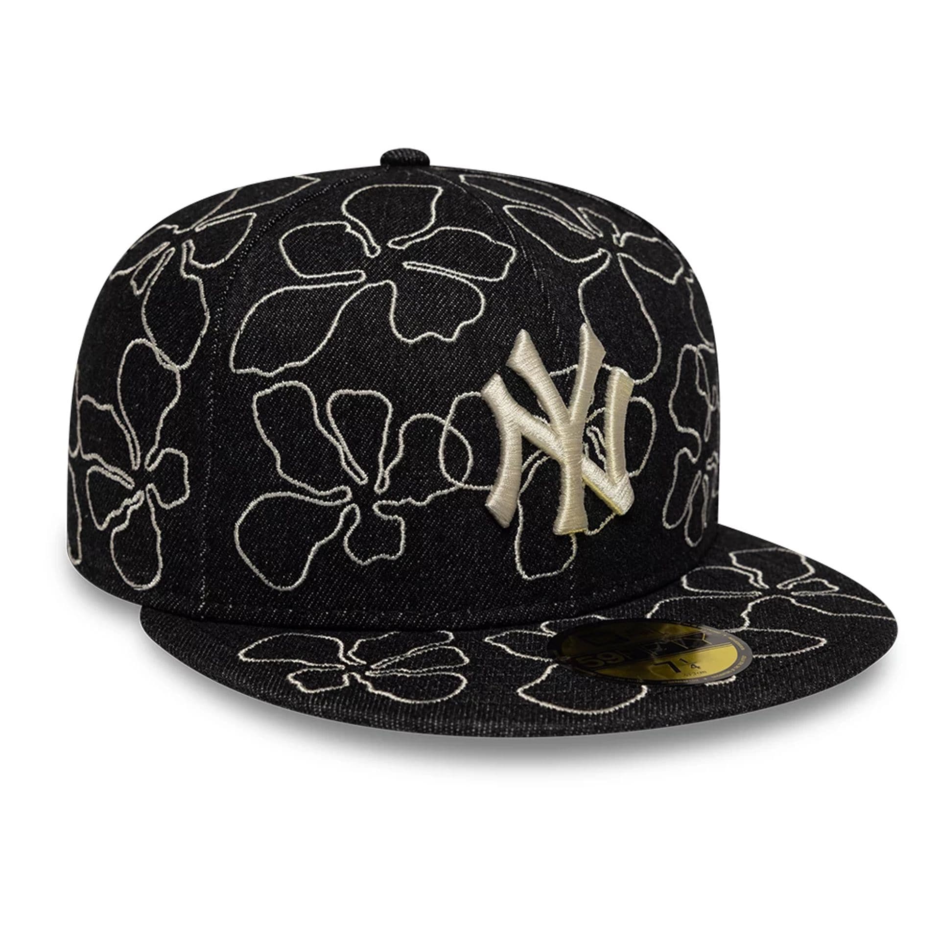 New York Yankees MLB Floral Denim Black 59FIFTY Fitted Cap