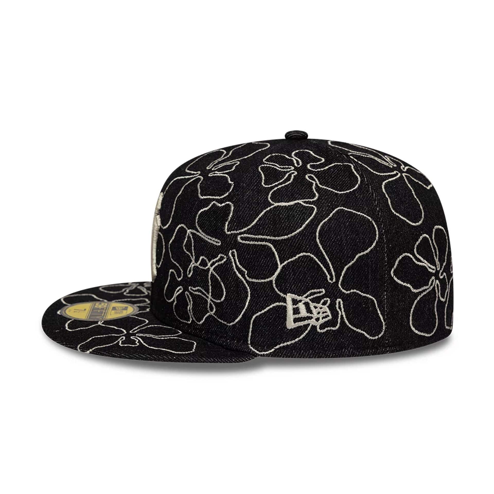 New York Yankees MLB Floral Denim Black 59FIFTY Fitted Cap