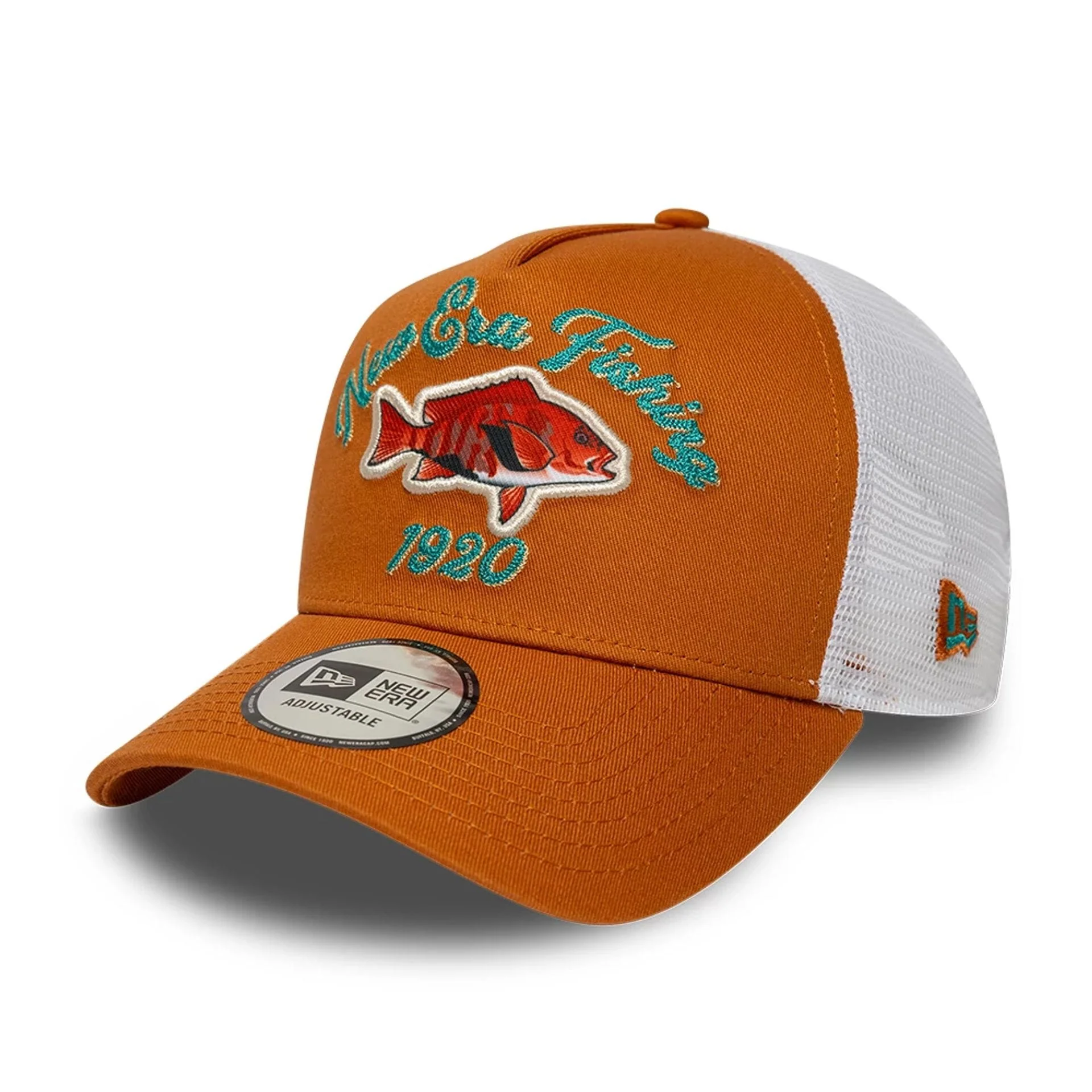 New Era Fishing Orange 9FORTY A-Frame Trucker Adjustable Cap