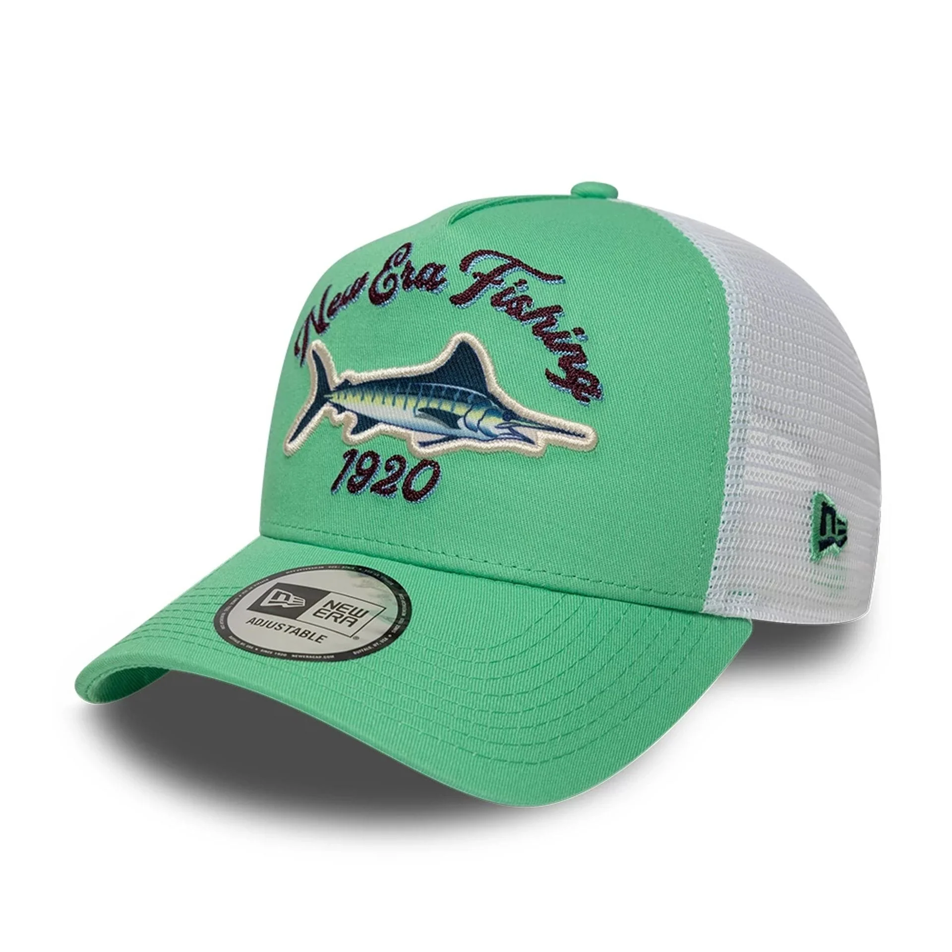 New Era Fishing Open Green 9FORTY A-Frame Trucker Adjustable Cap